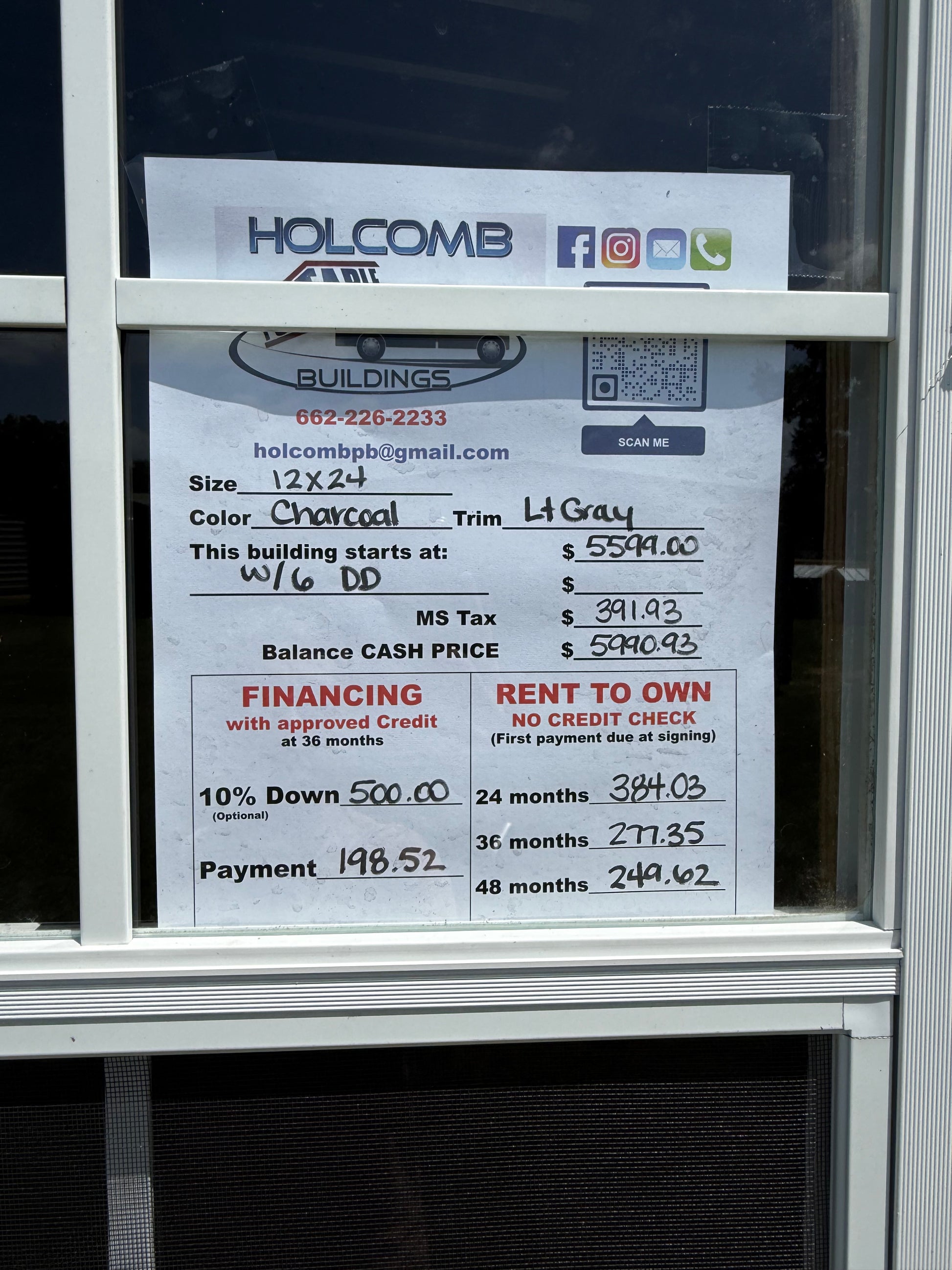 price sheet for 12x24 regular roof portable building 