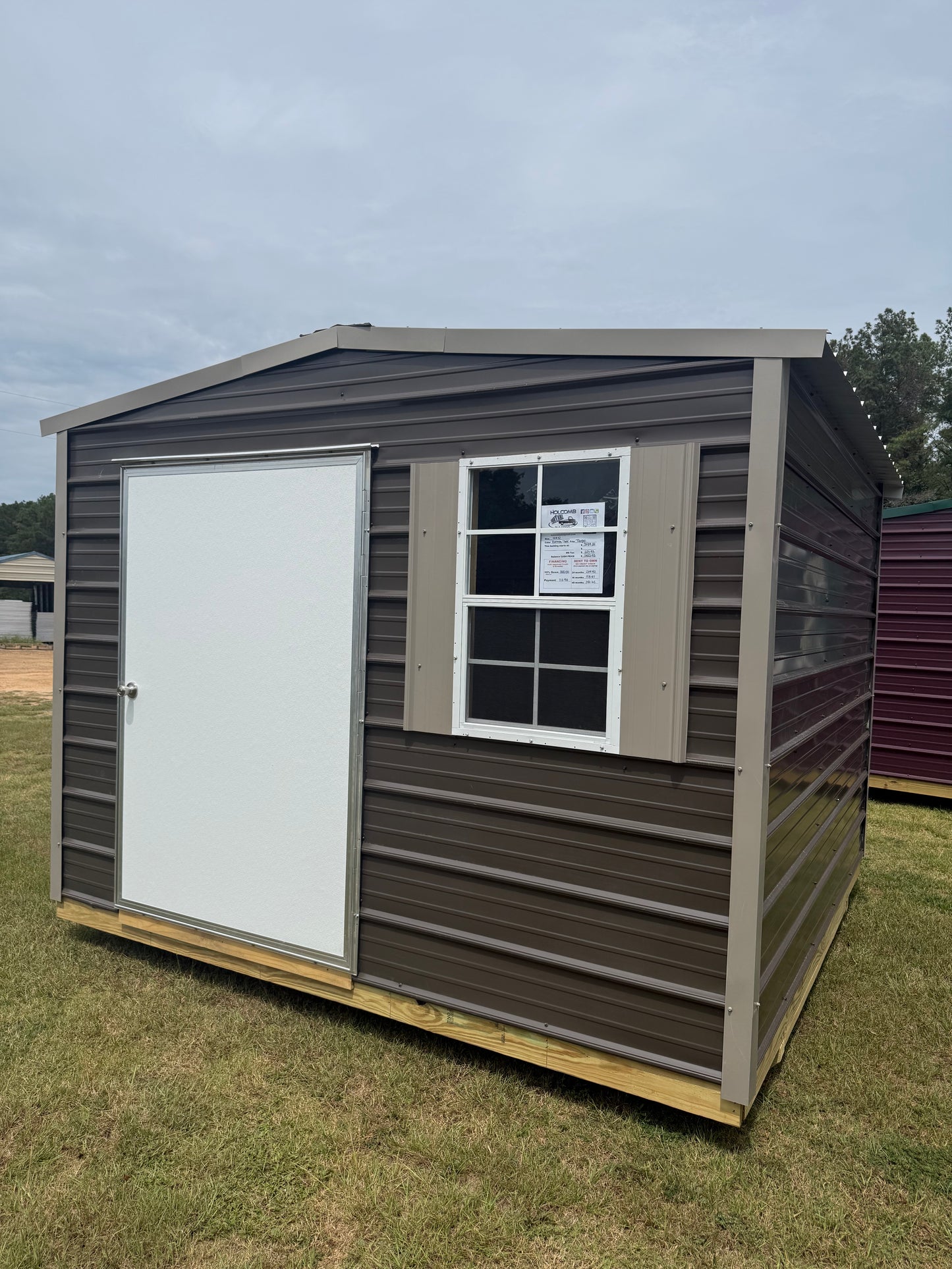 10x10 burnished slate/taupe regular roof portable building 