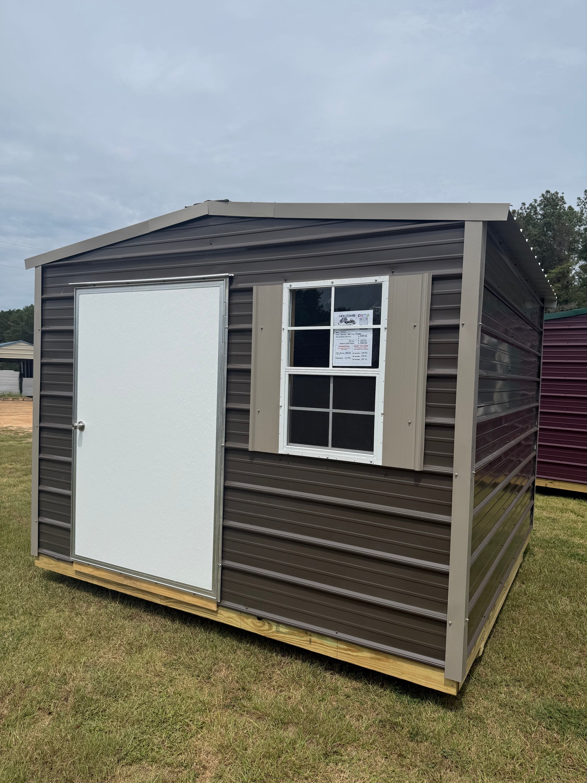 10x10 burnished slate/taupe regular roof portable building 