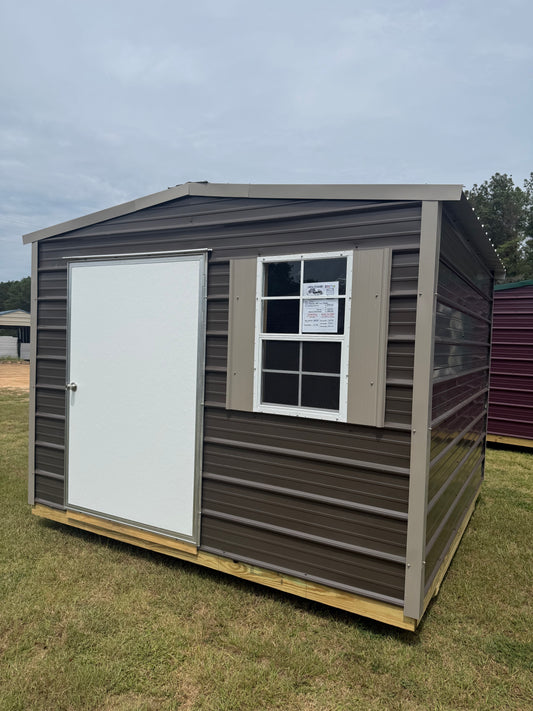 10x10 burnished slate/taupe regular roof portable building 
