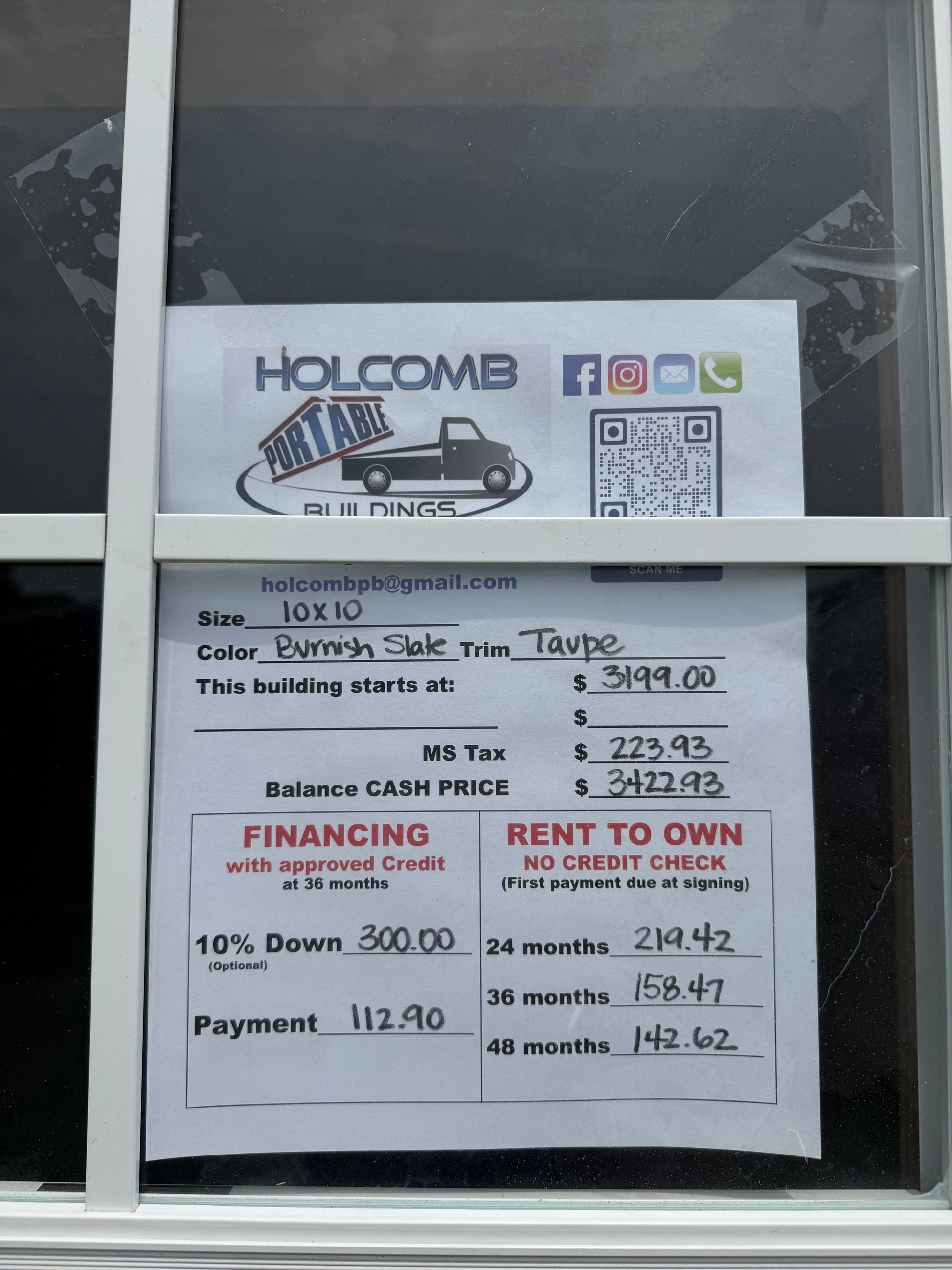 pricing for 10x10 regular roof portable building 
