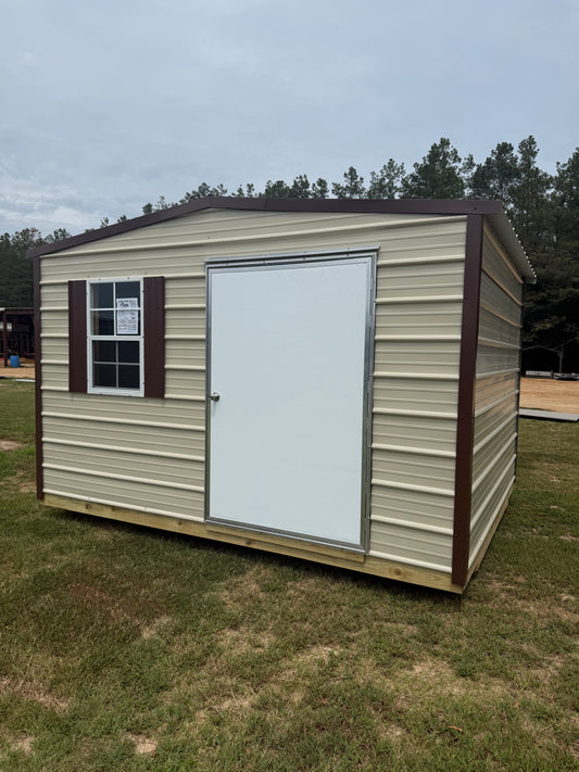 10x12 light stone/brown regular roof portable building 