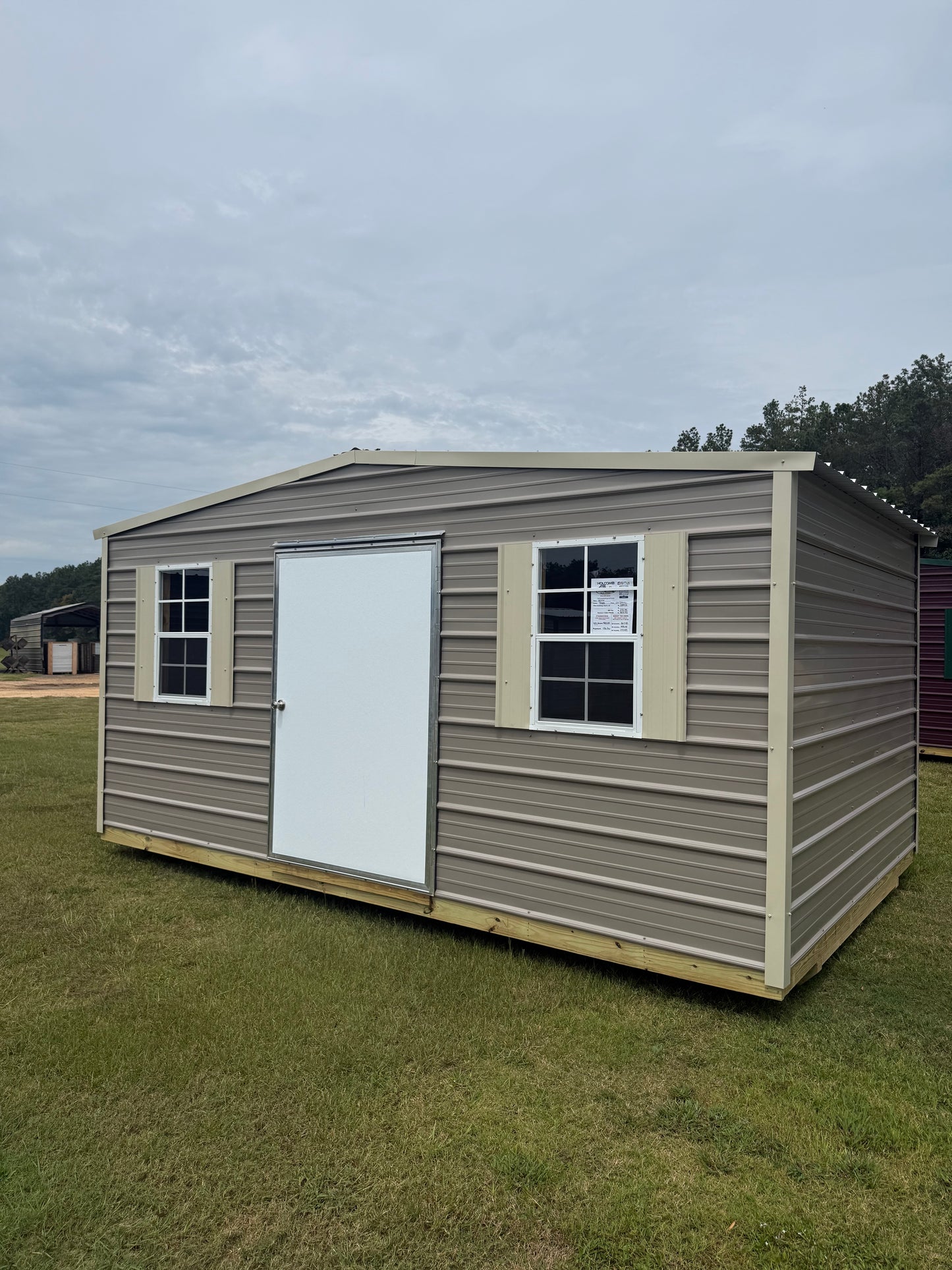 10x16 taupe/light stone regular roof portable building 