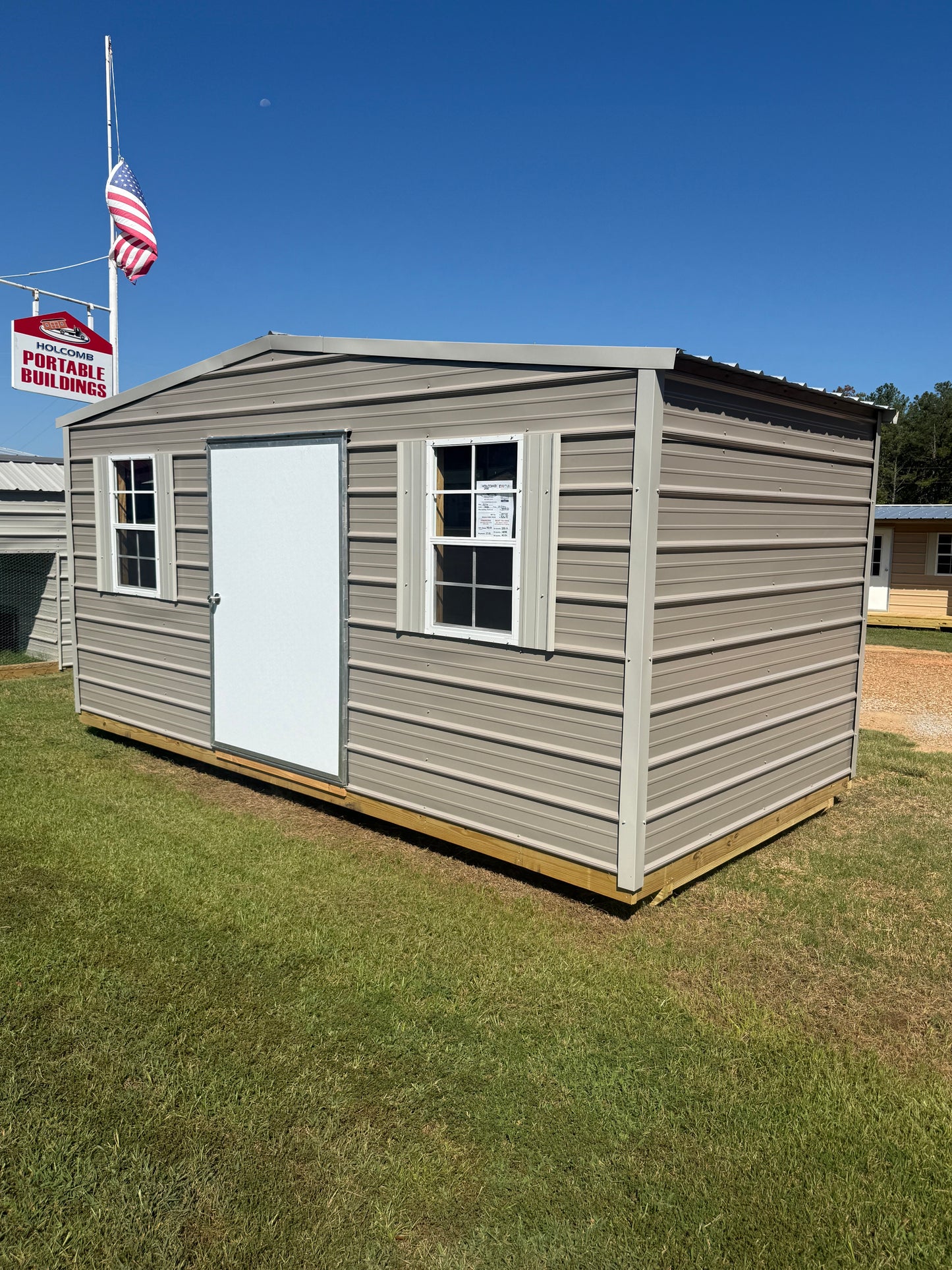 8x16 regular roof portable building Taupe/gray