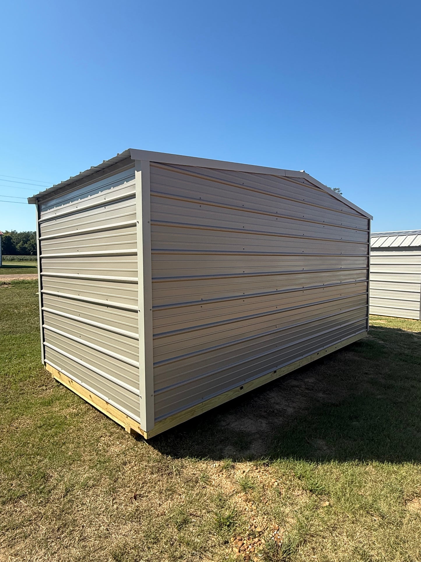 outside/back view of 8x16 regular roof portable building 