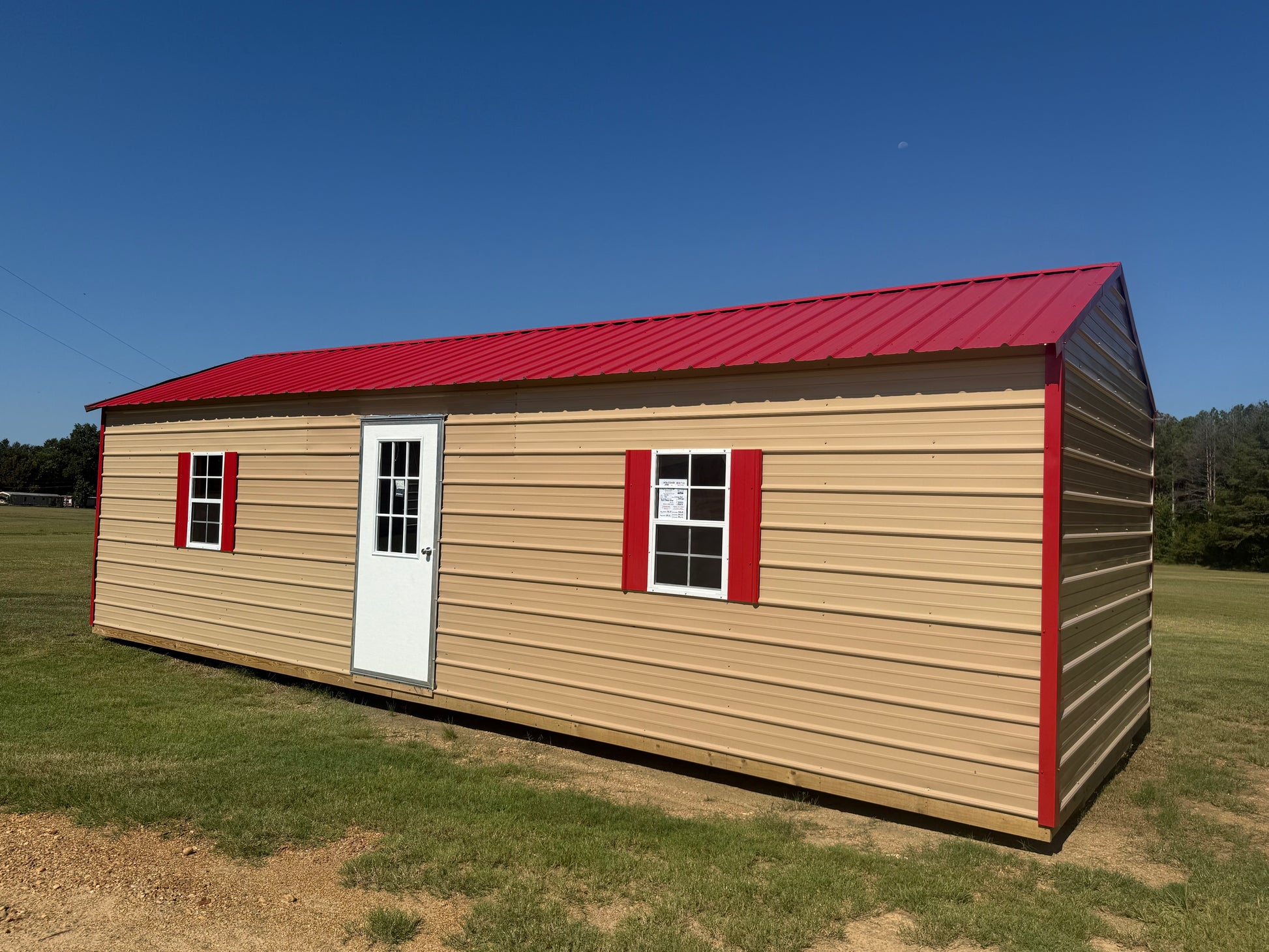 12x32 Peak portable building tan/crimson red 