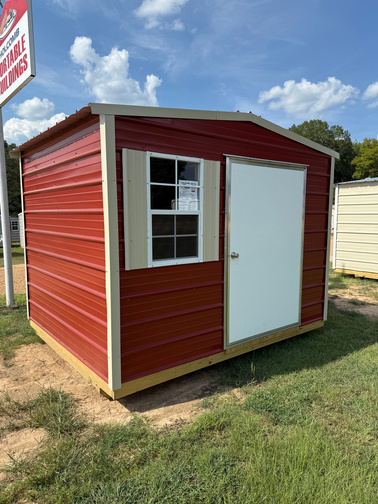 8x10 Rustic Red/Light Stone Regular Roof Portable Building 