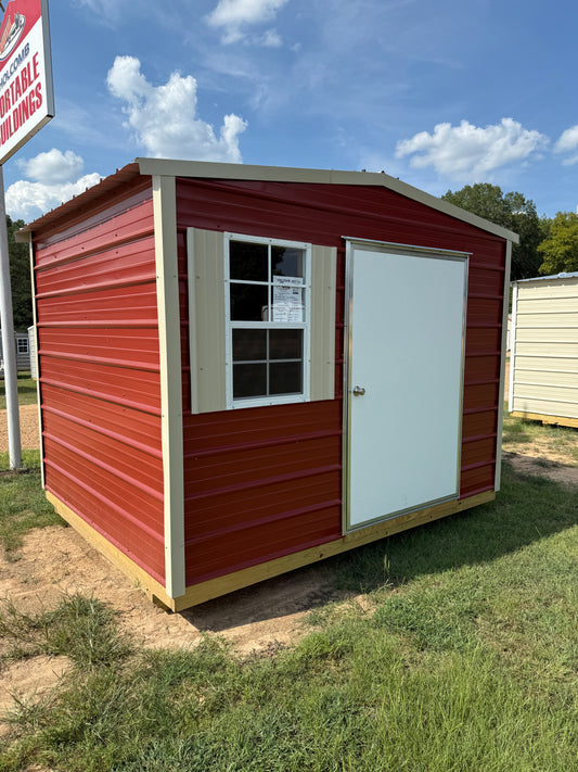 8x10 Rustic Red/Light Stone Regular Roof Portable Building 