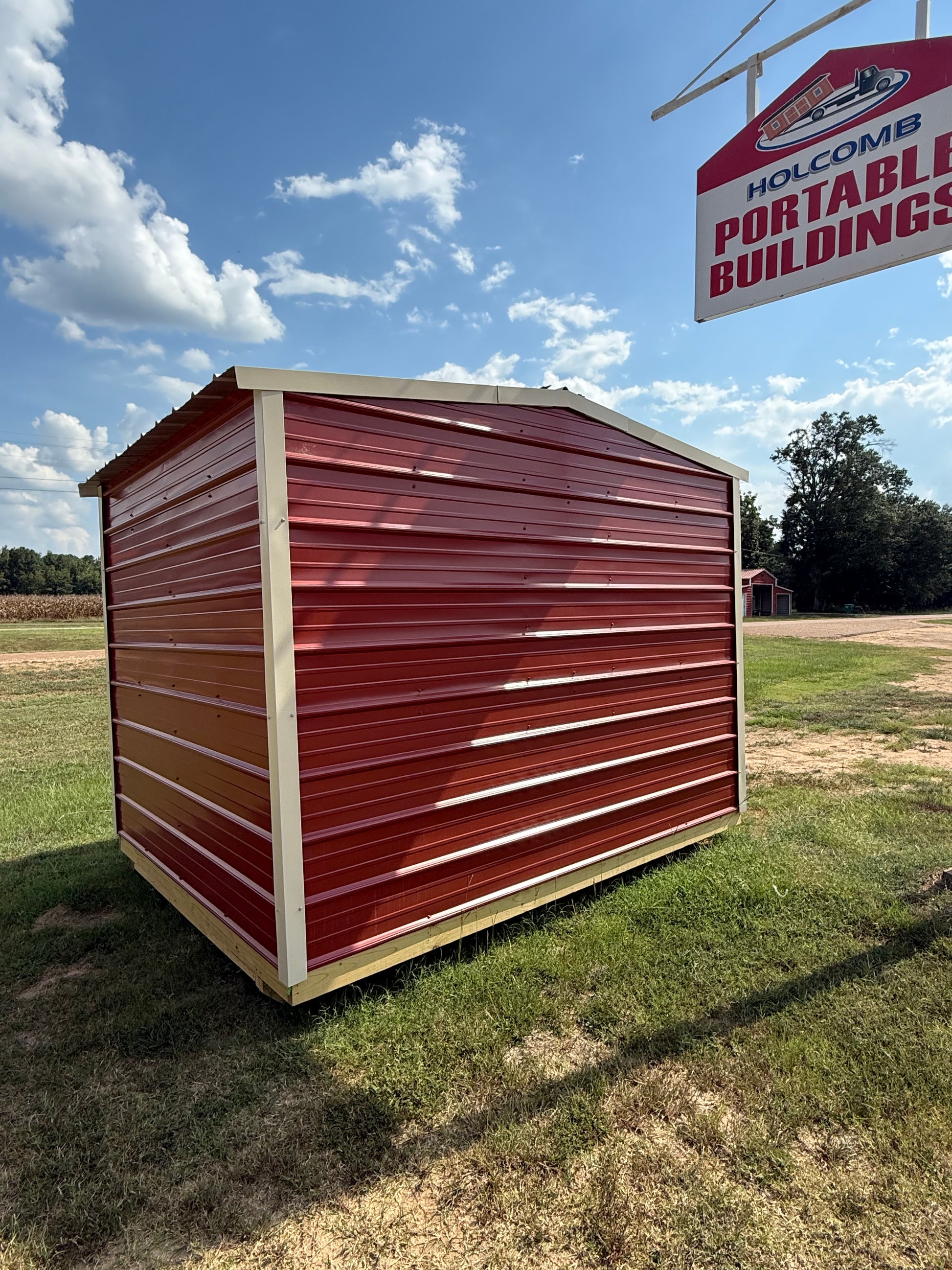 side/back of 8x10 regular roof portable building 