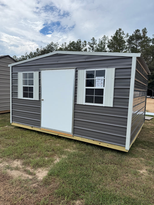 12x12 Charcoal/Alamo White regular roof portable building
