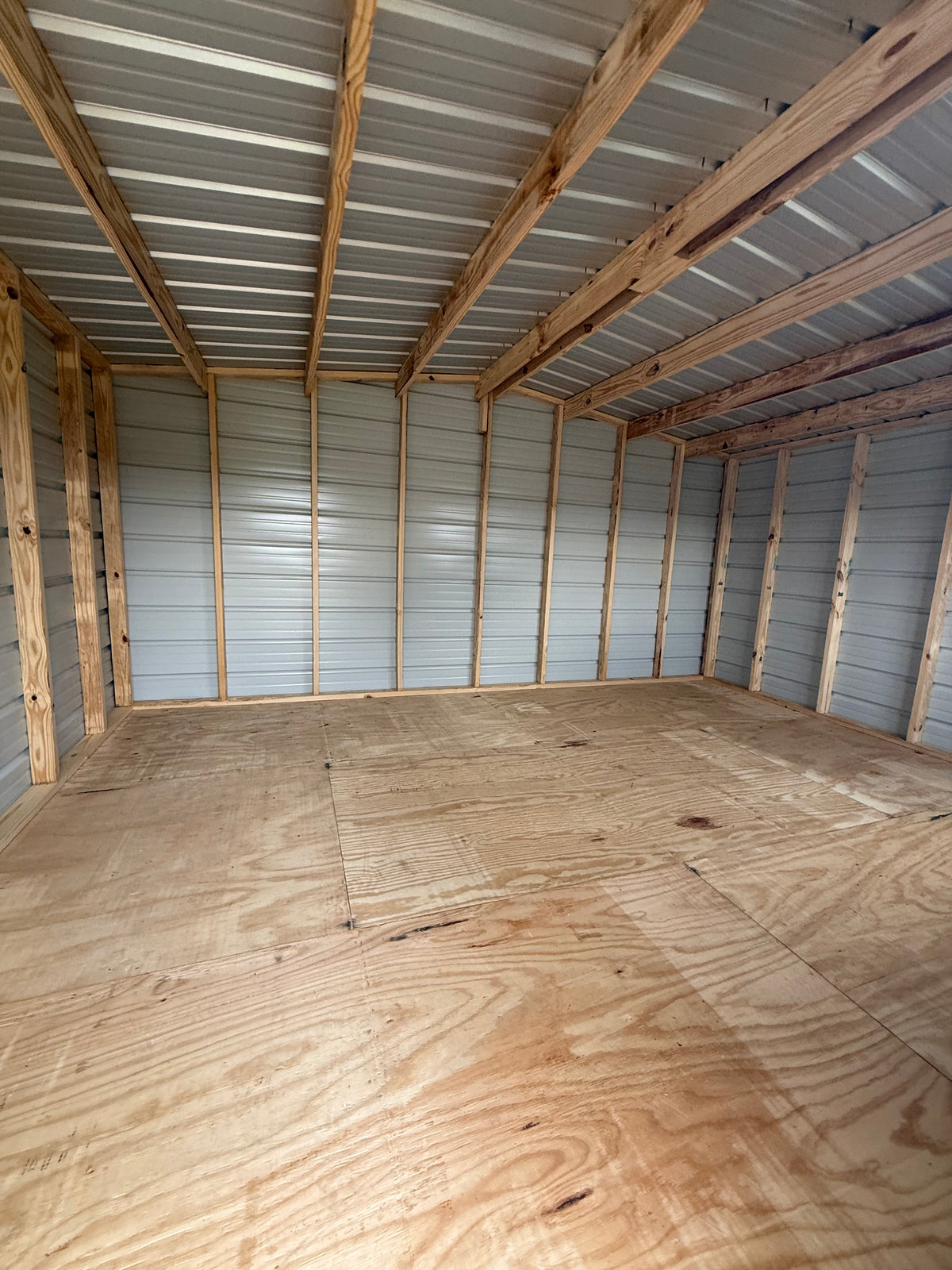 inside view of 12x16 regular roof portable building 