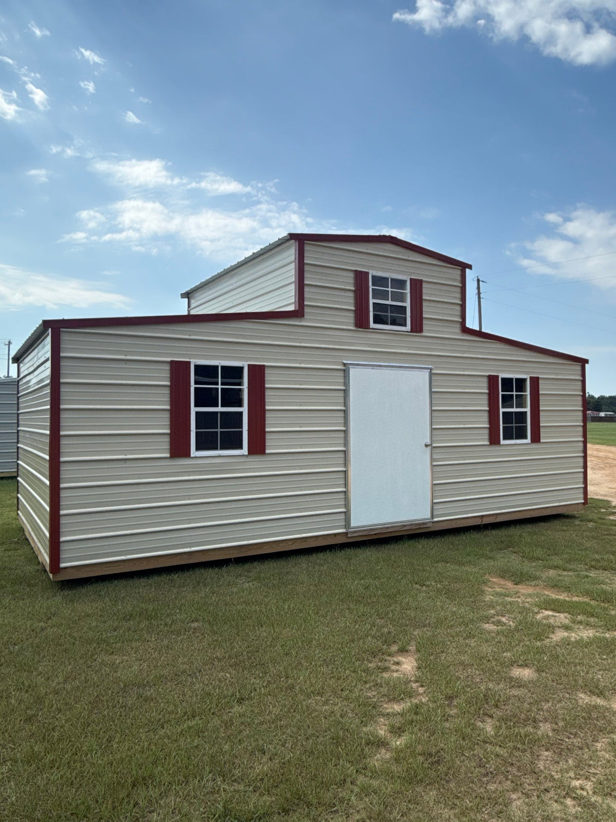 12x24 Barn in light stone/rustic red 