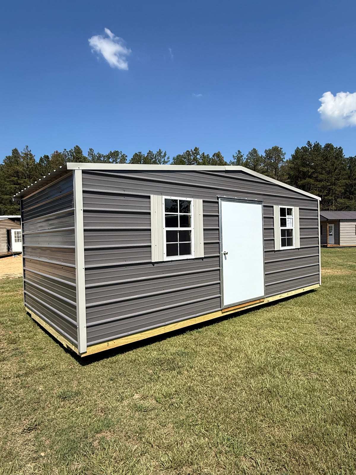 10x20 regular roof portable building charcoal/gray 