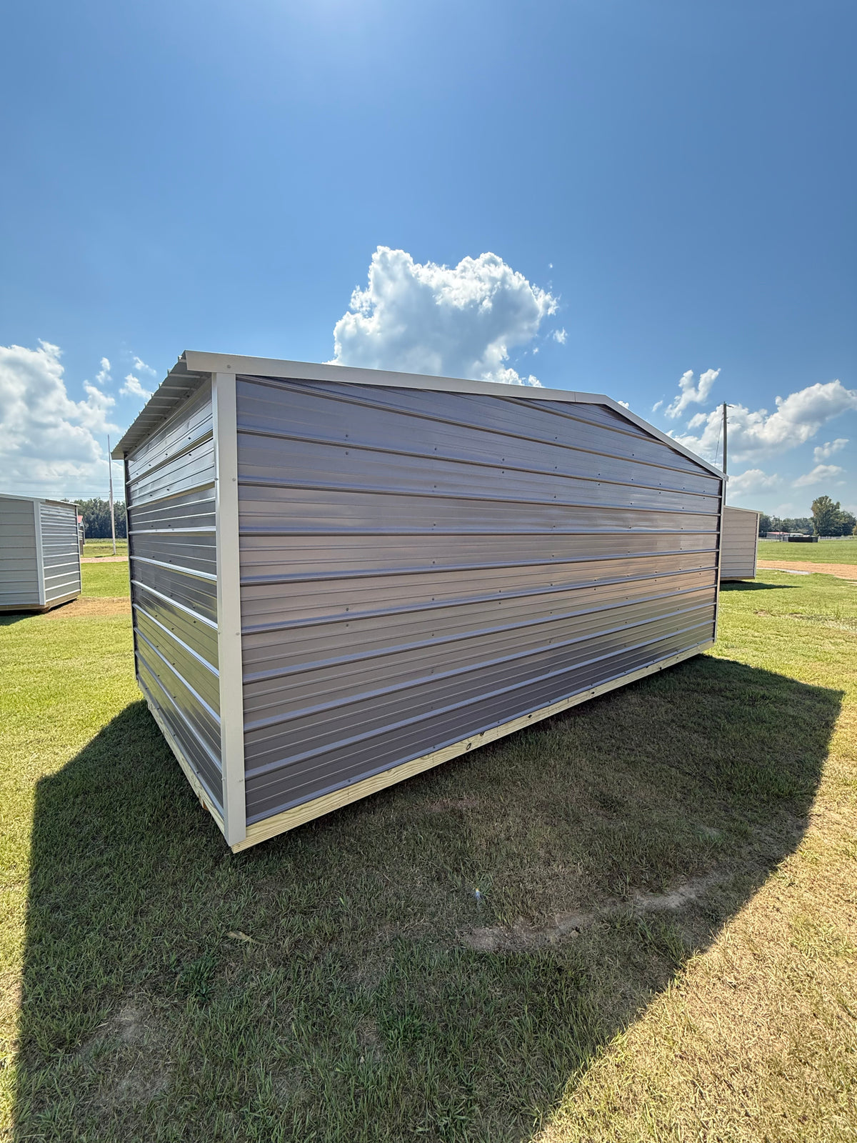 back/side view of 10x20 regular roof portable building 