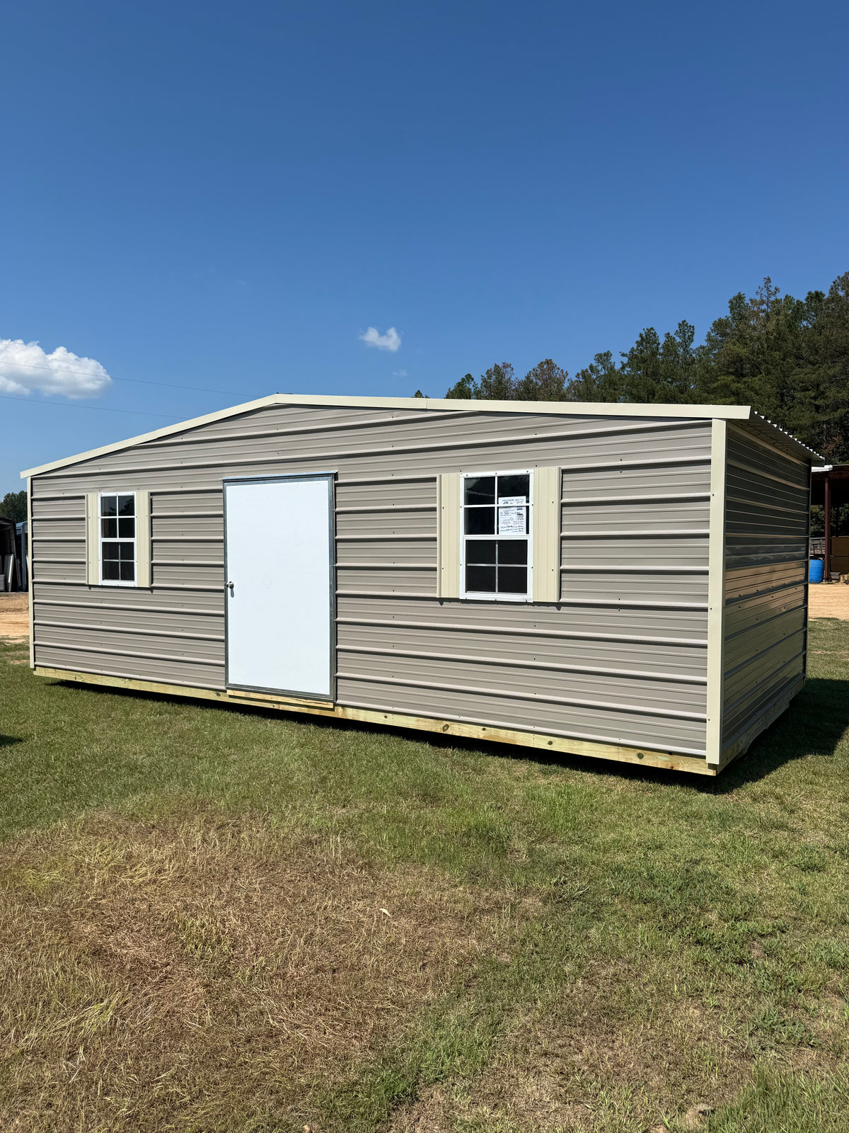 12x24 taupe/light stone regular roof portable building 