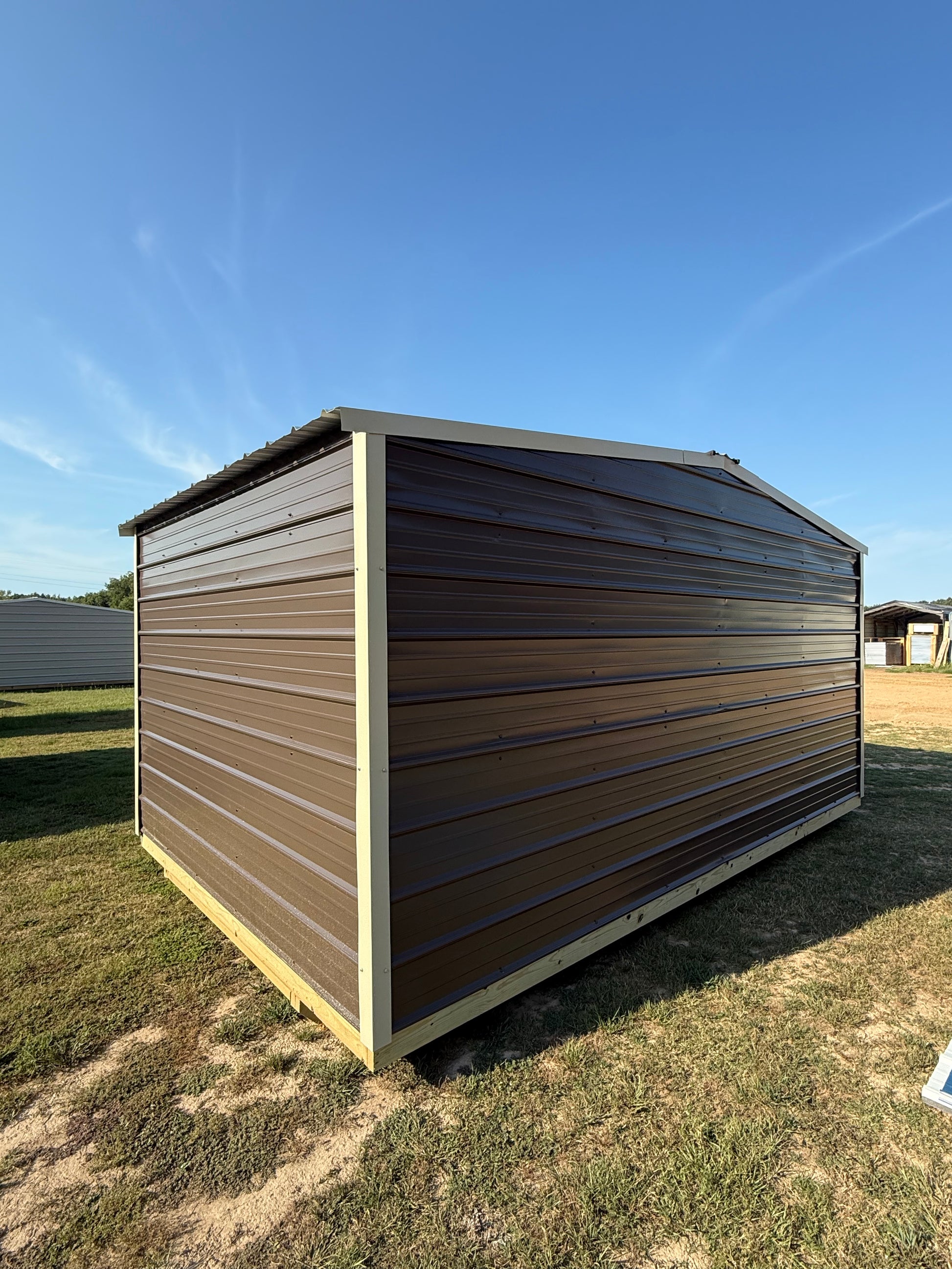 outside 10x16 portable building burnished slate/light stone