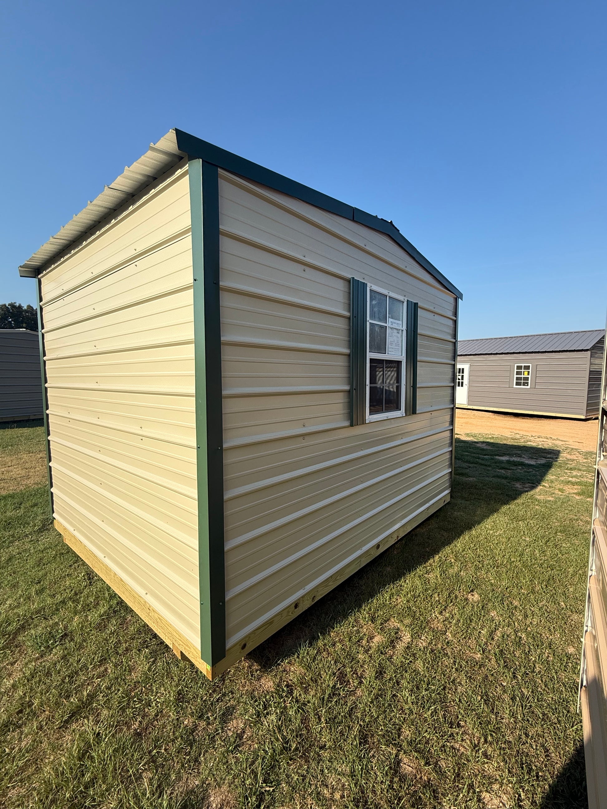 back/side of 8x10 regular roof portable building