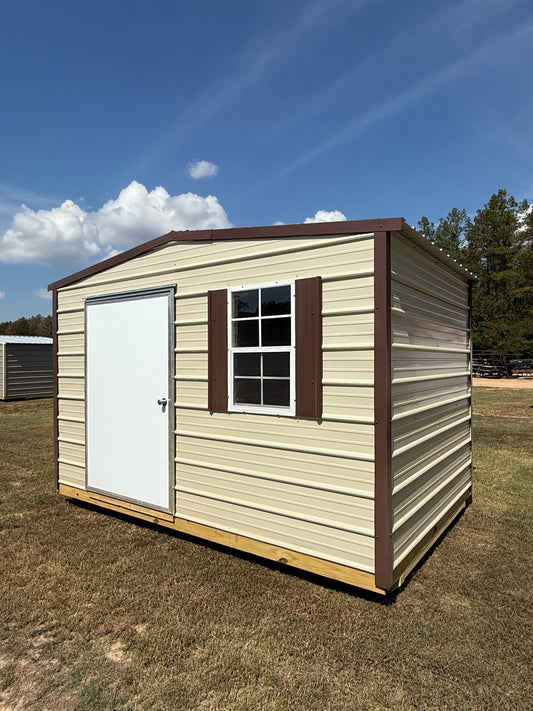 8x12 Light Stone/Brown regular roof portable building 