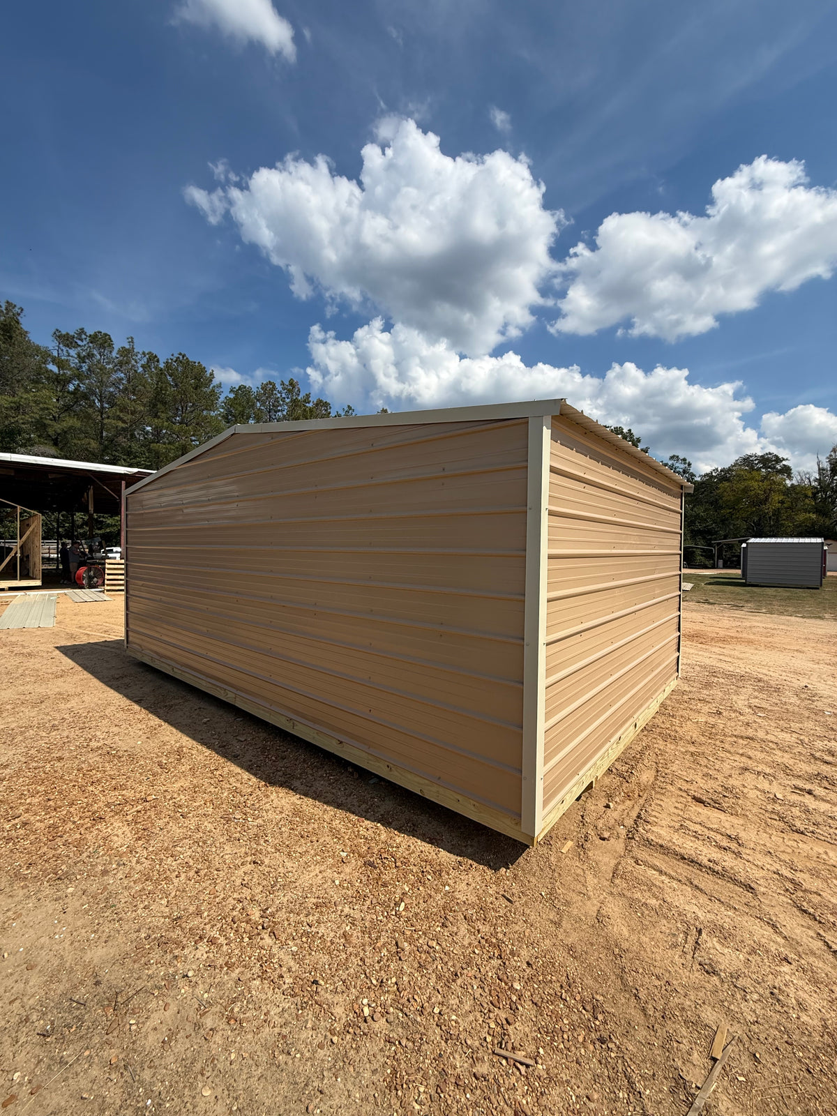 back/side view of 12x20 regular roof portable building