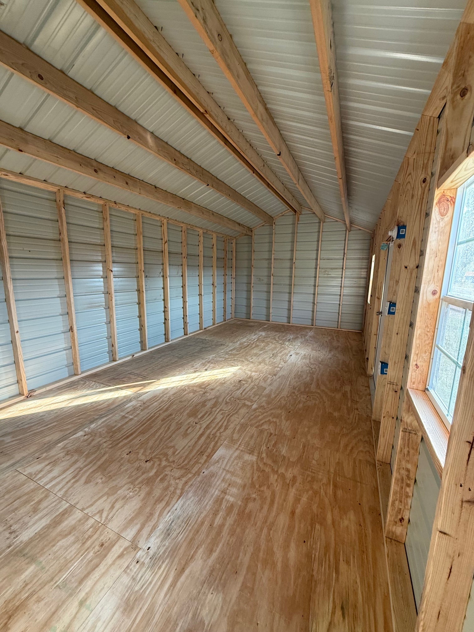 Inside 12x24 peak roof building
