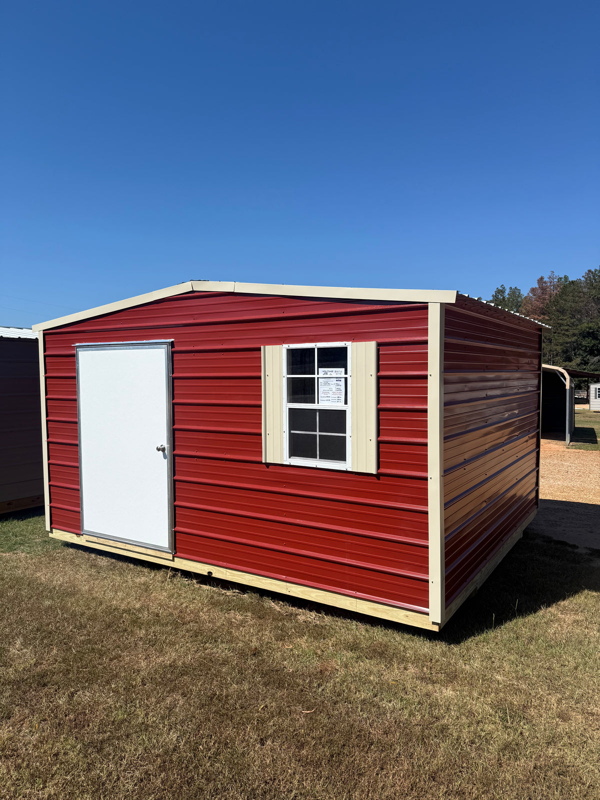 12x14 Rustic Red/Light stone regular roof portable building 
