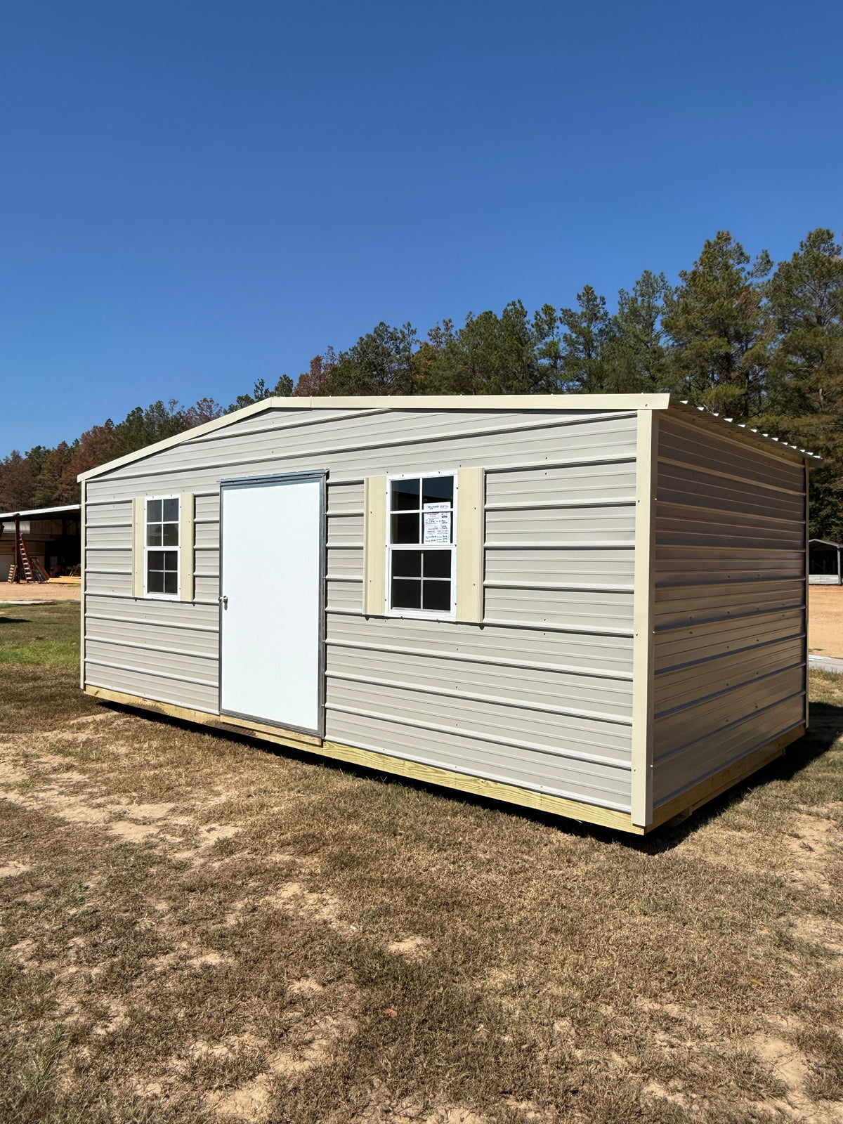 10x20 Gray/Light Stone regular roof portable building 