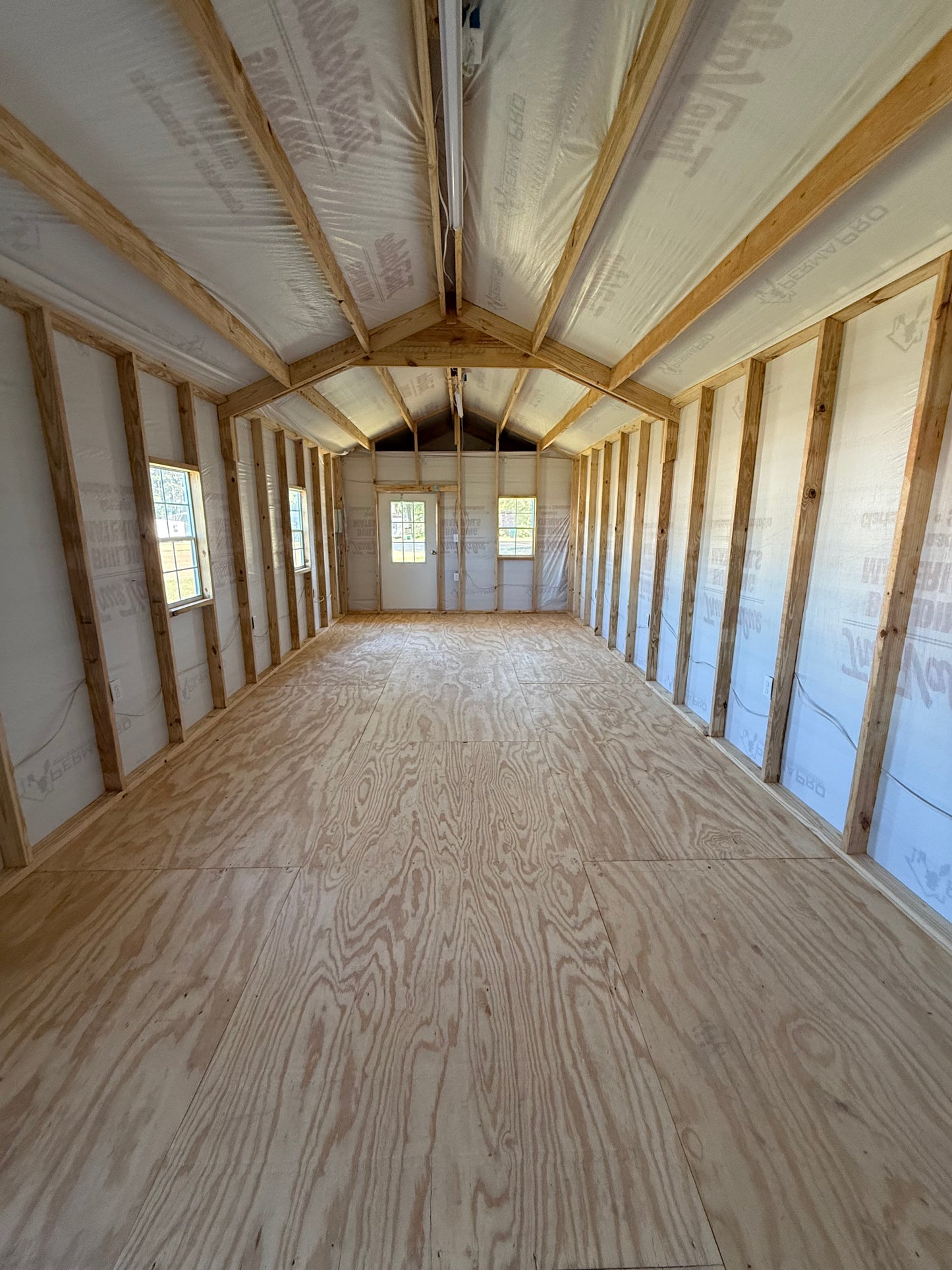 inside 12x32 peak cabin