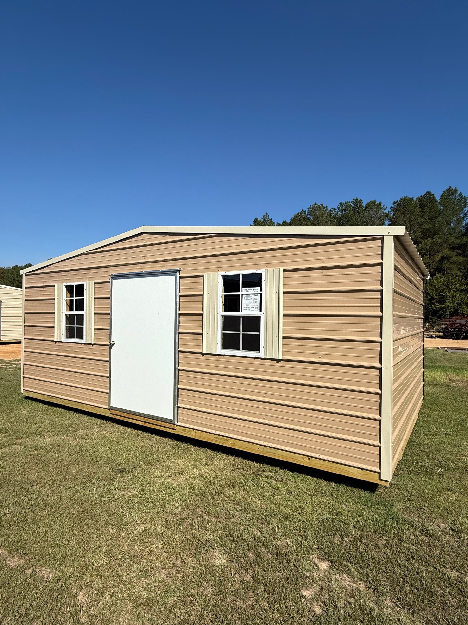 12x20 Tan/Light Stone Regular Roof Portable Building 