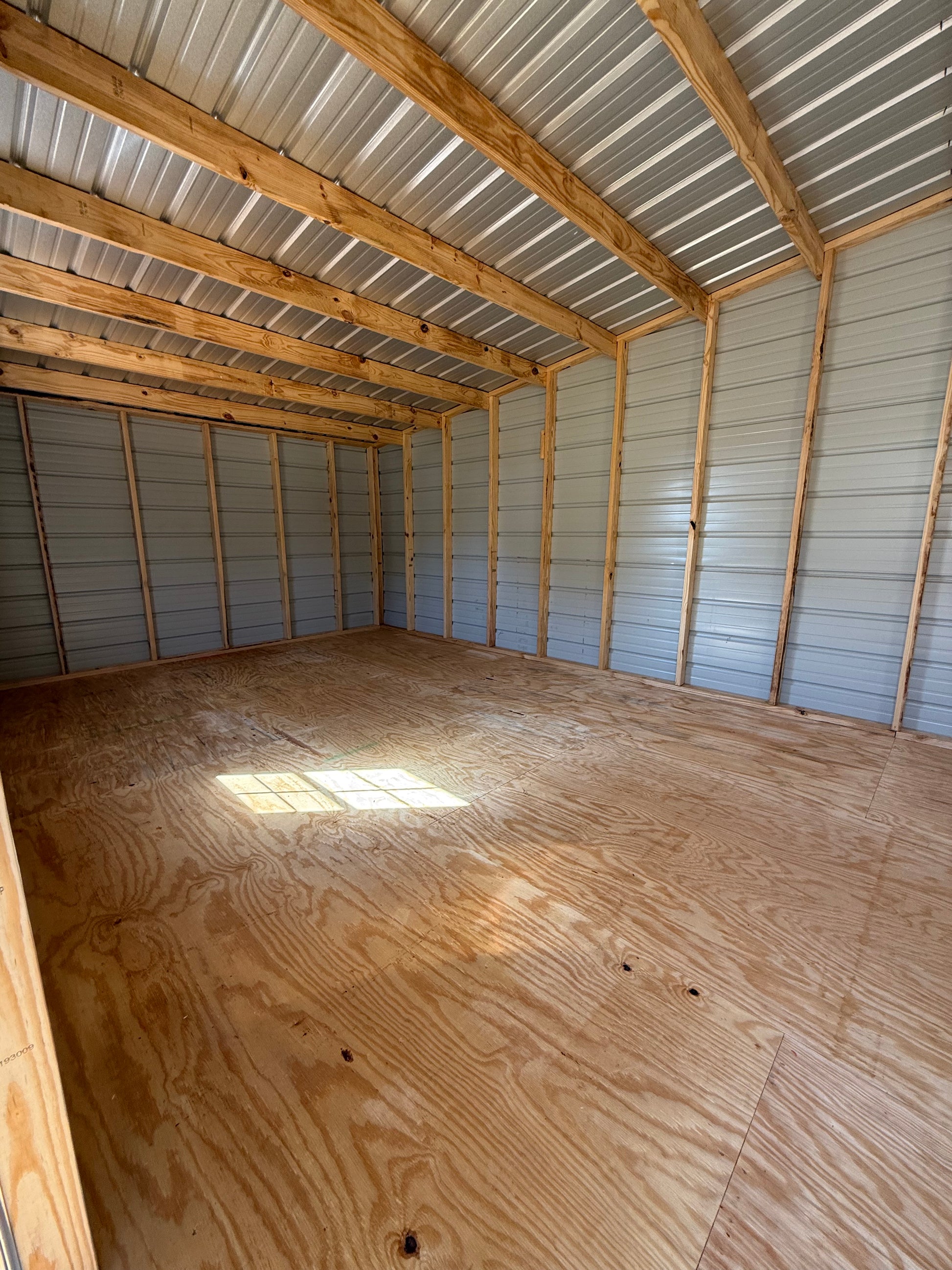 Inside view of 12x32 regular roof portable building 
