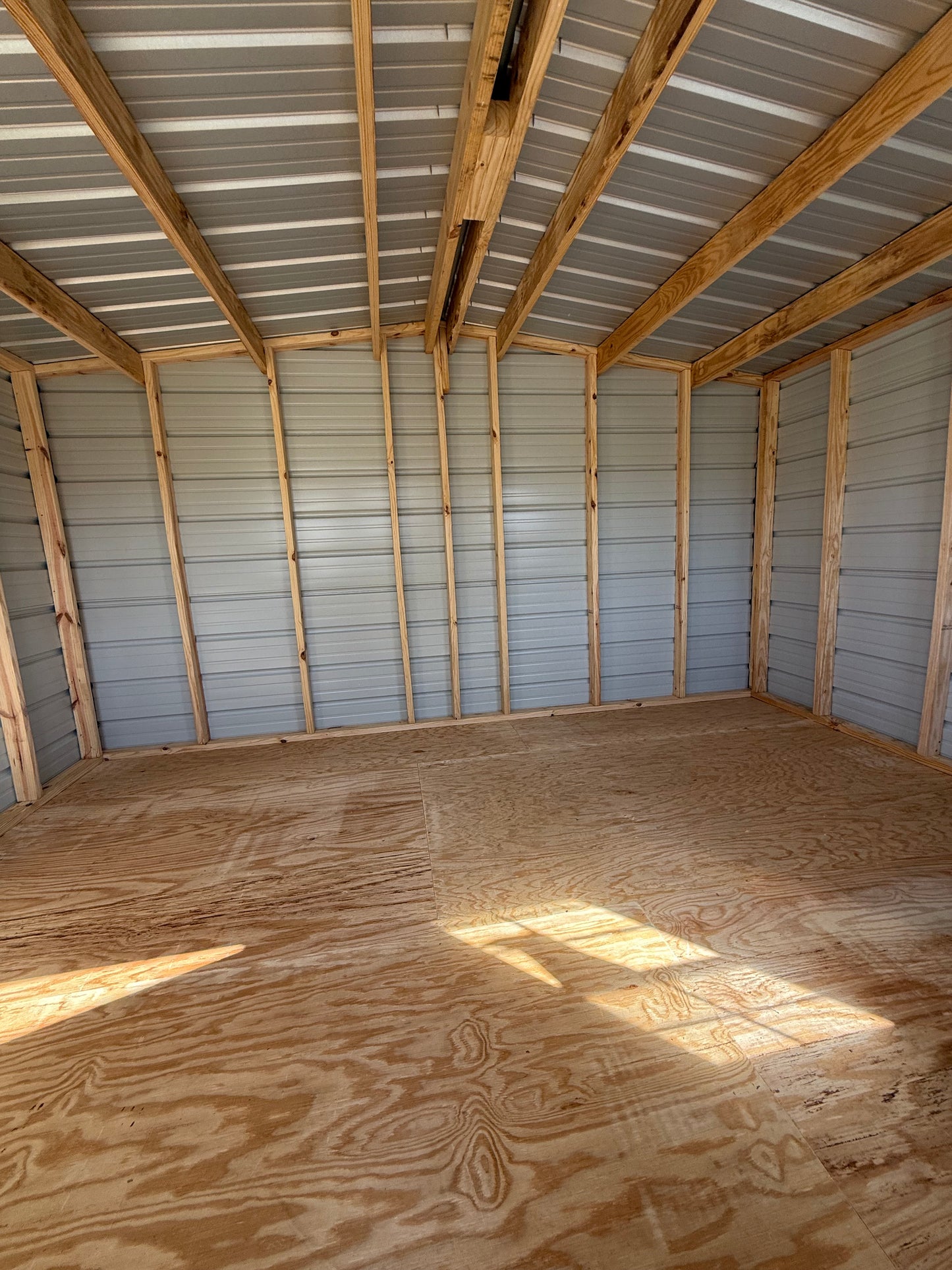 Inside 10x14 regular roof portable building 