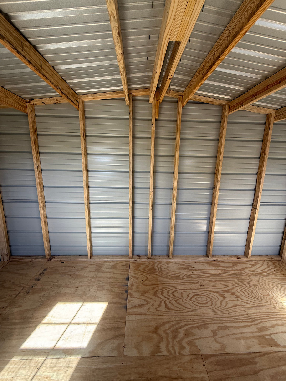 inside view of 8x14 regular roof portable building 