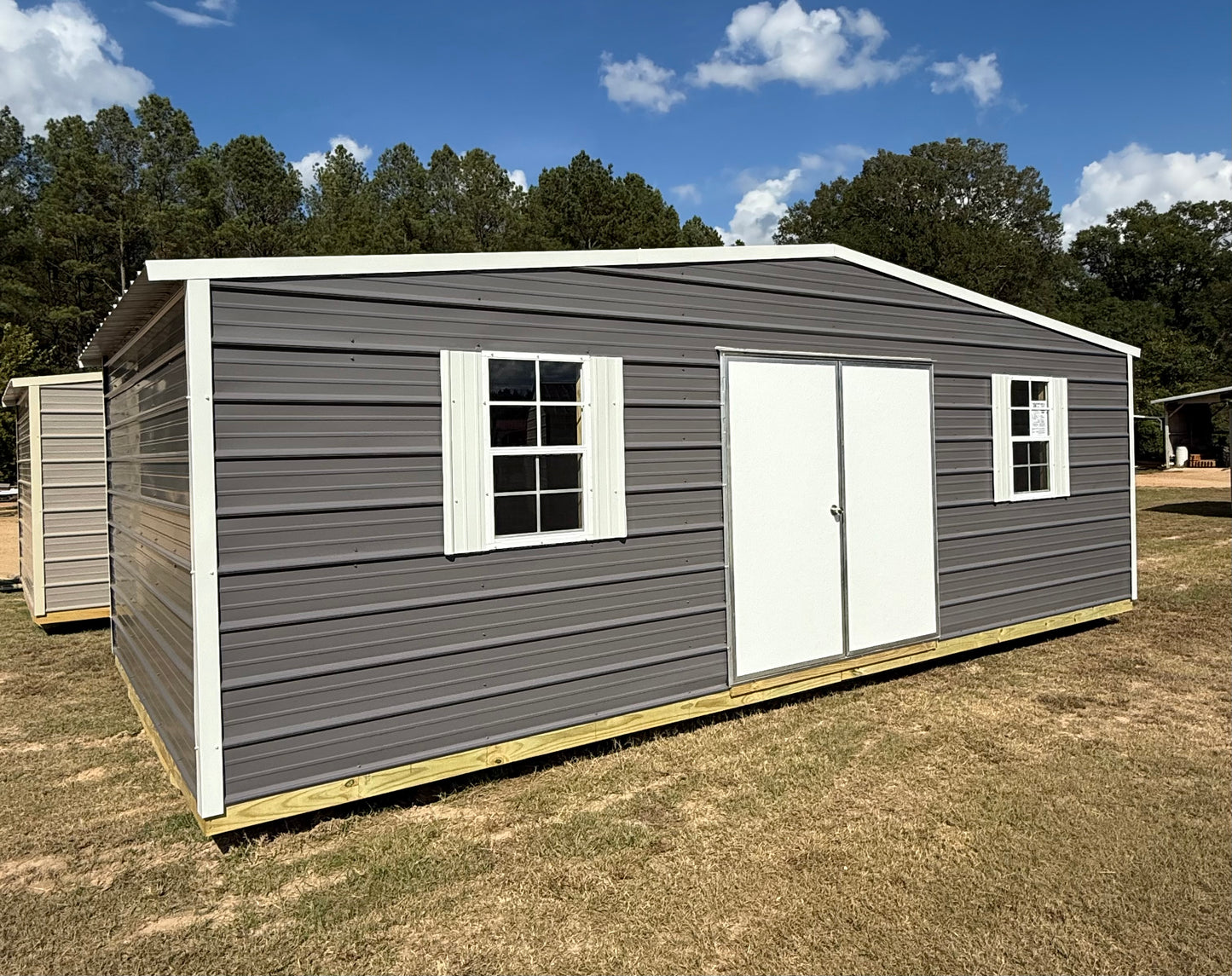 12x24 Charcoal/Alamo White Regular Roof Portable Building 