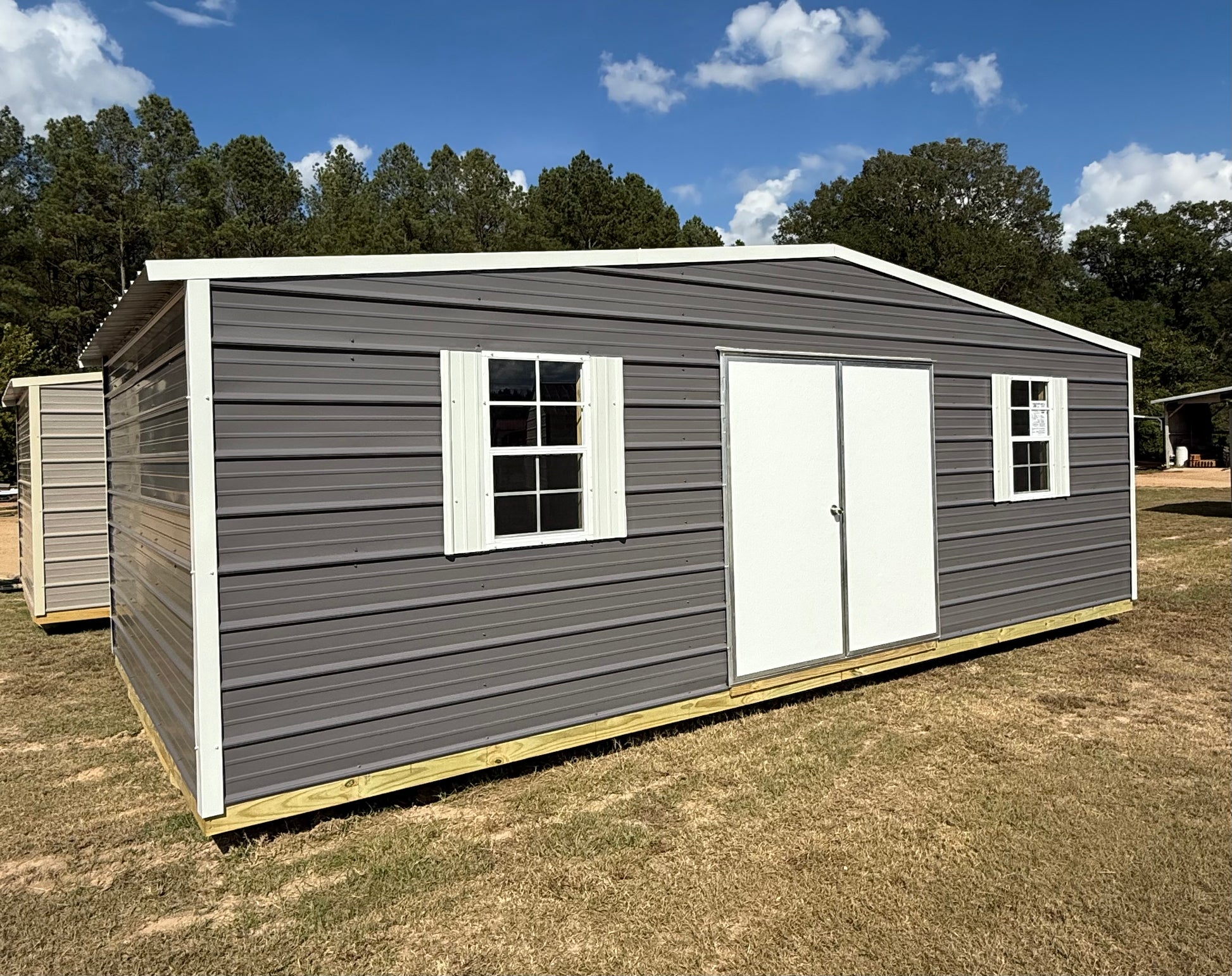 12x24 Charcoal/Alamo White Regular Roof Portable Building 