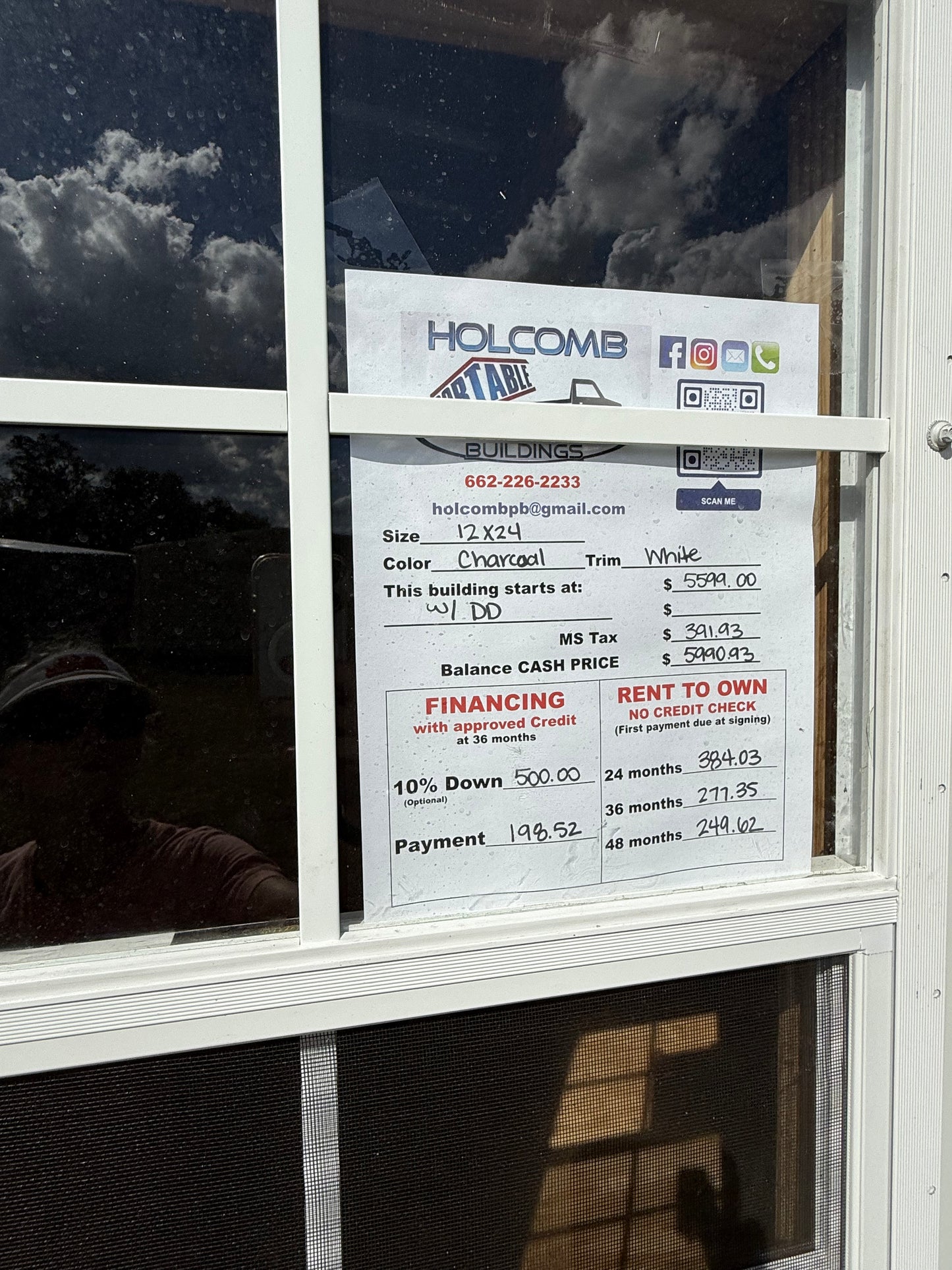 pricing for 12x24 Charcoal/White Regular Roof Portable Building 