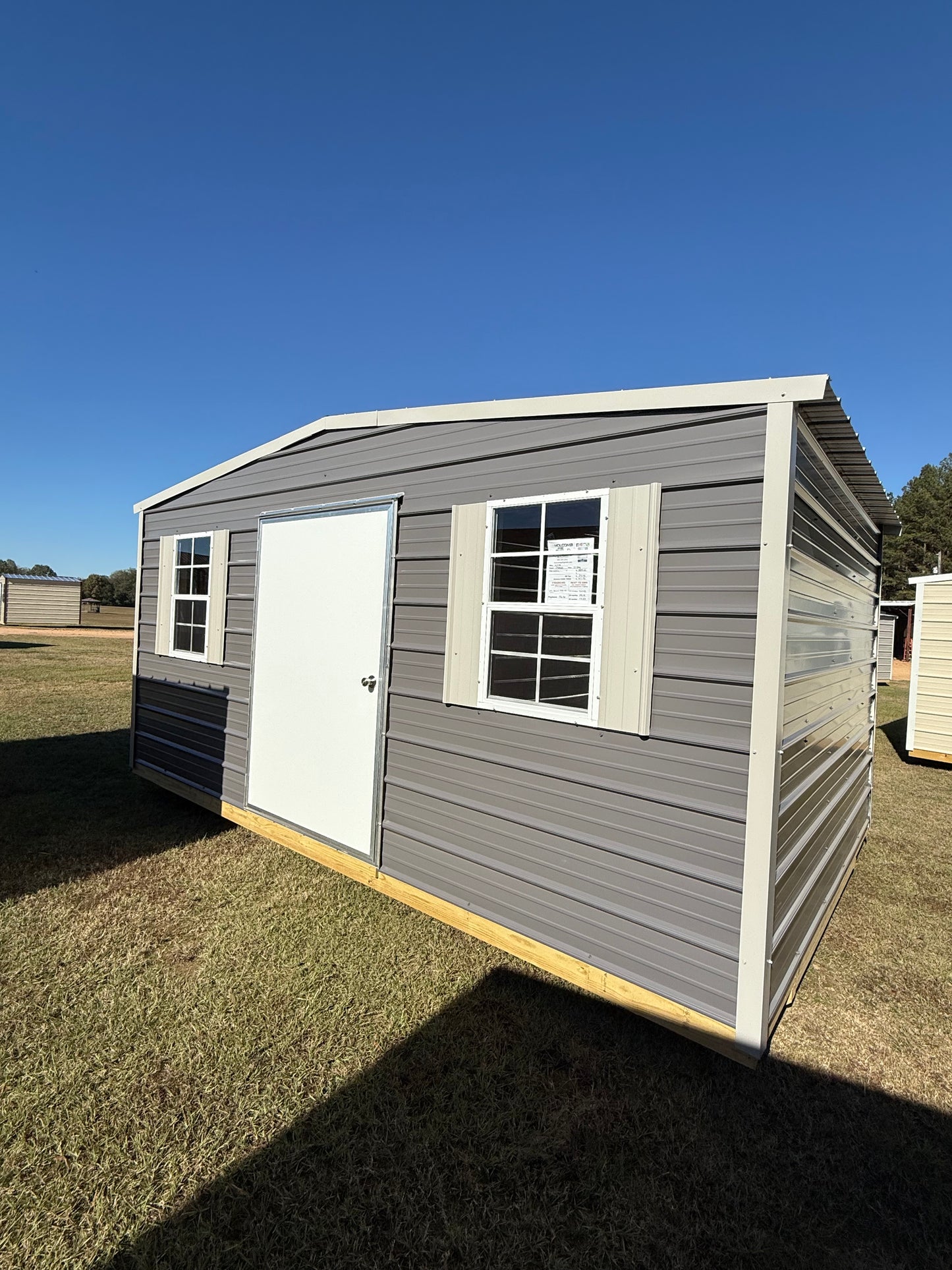 10x16 Charcoal/Gray Regular roof portable building 