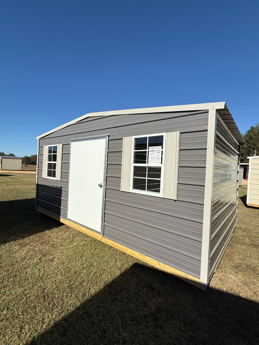 10x16 Charcoal/Gray Regular roof portable building 