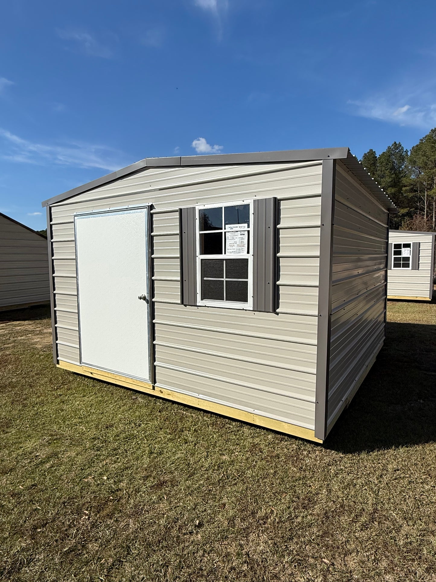 12x12 Gray/Charcoal  Regular Roof Portable Building 