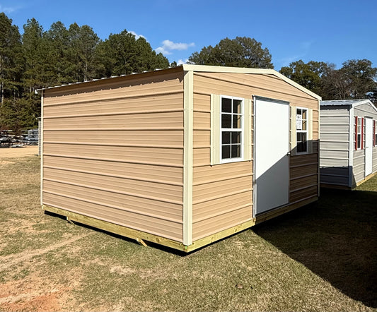 12x14 Tan/Light Stone Regular Roof Portable Building