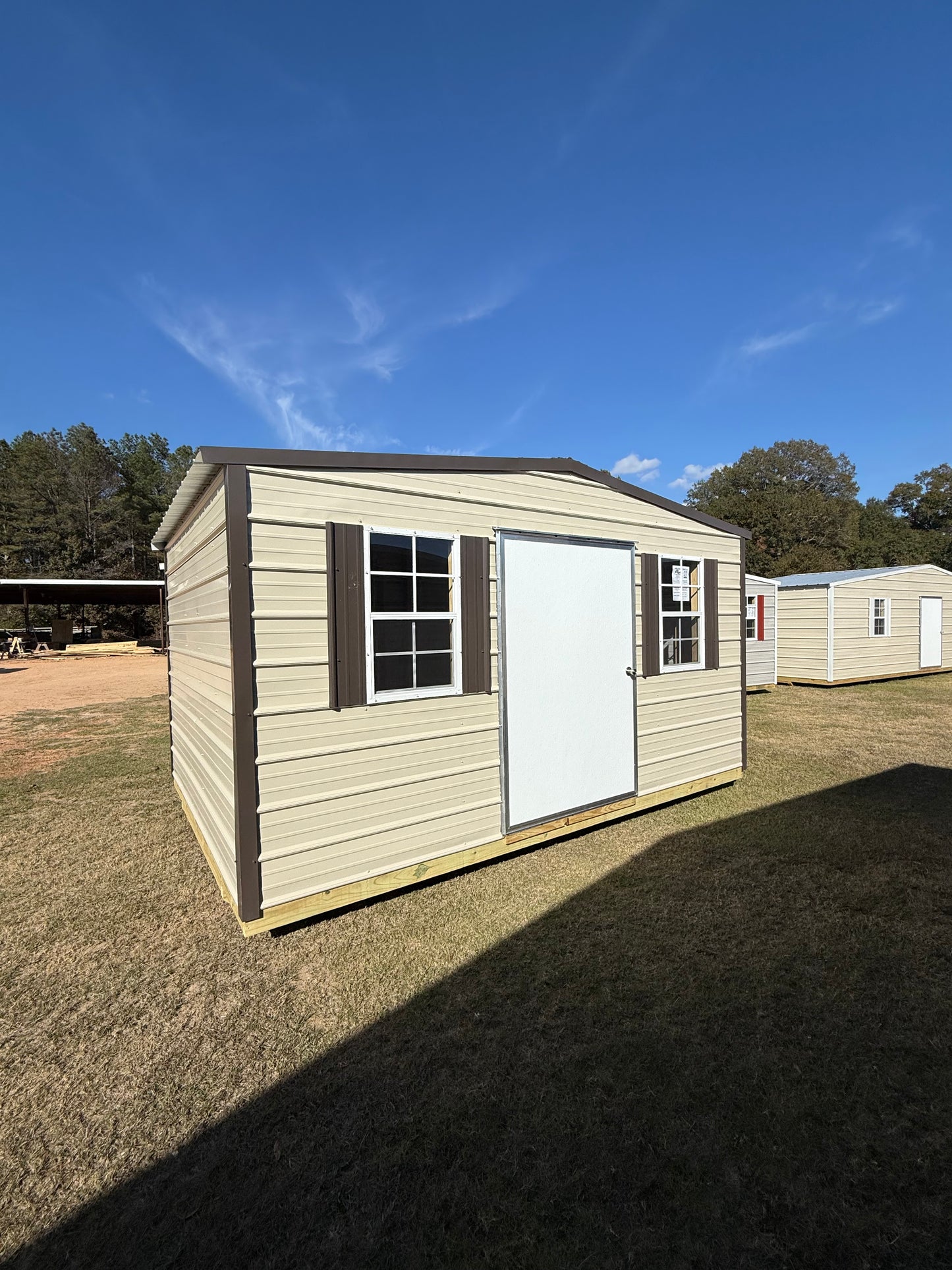 10x14 Light Stone/Burnished Slate regular roof portable building 