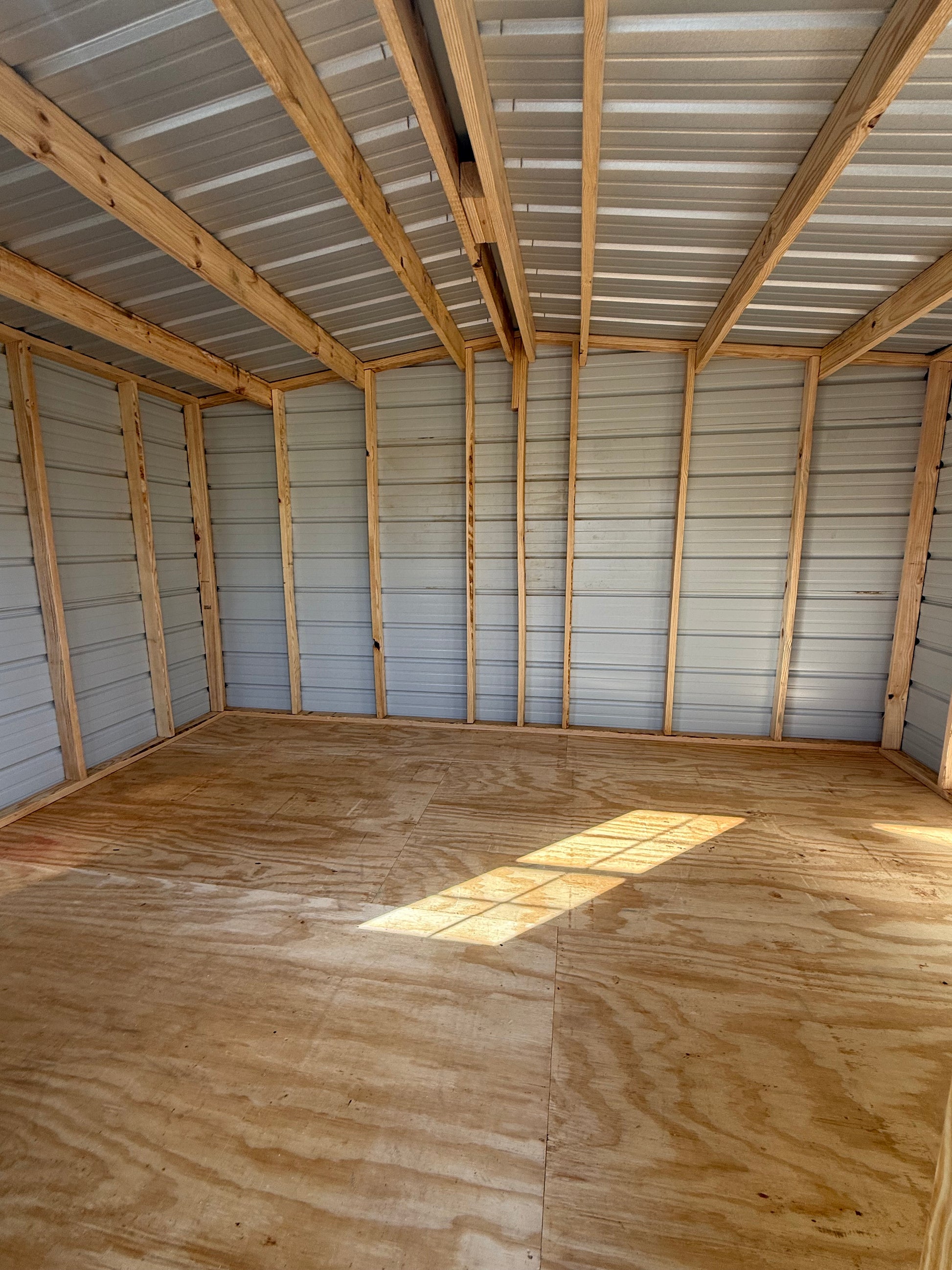 inside view of 10x14 regular roof portable building 