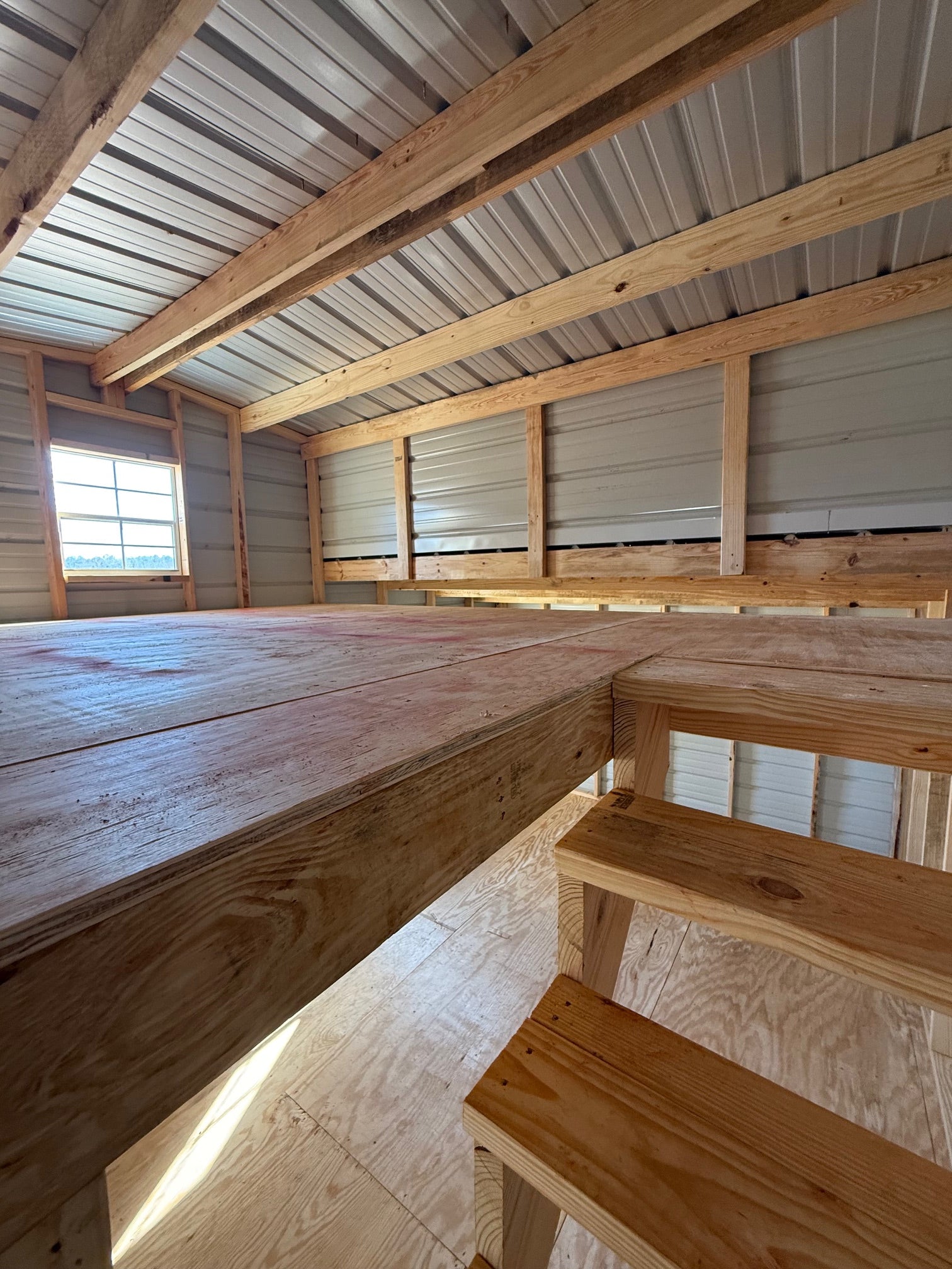 view of 8x12 loft area in 12x24 barn