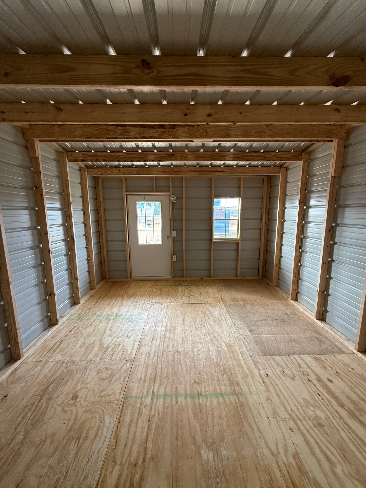 inside view from the back of a 12x20 shotgun cabin