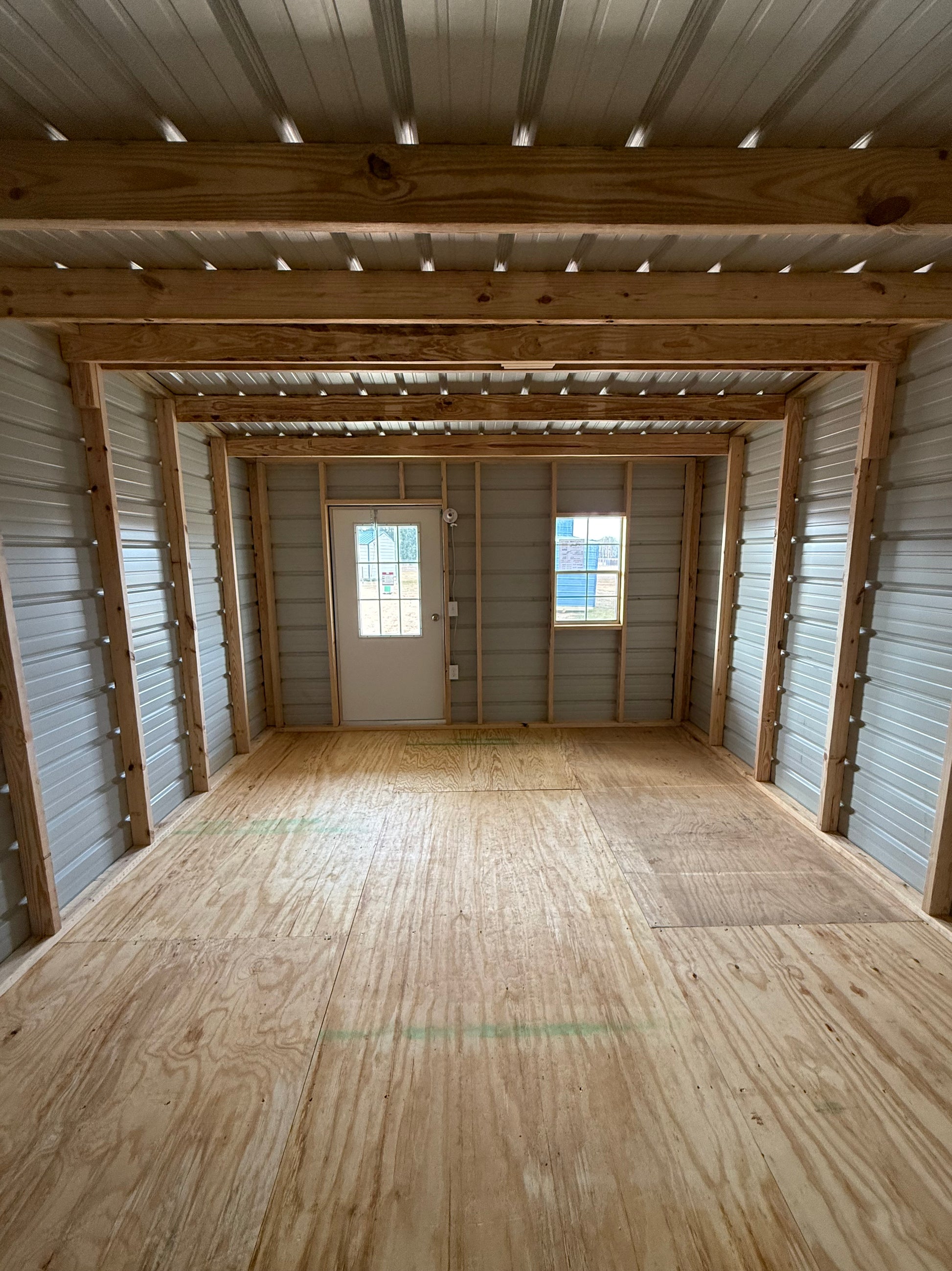 inside view from the back of a 12x20 shotgun cabin