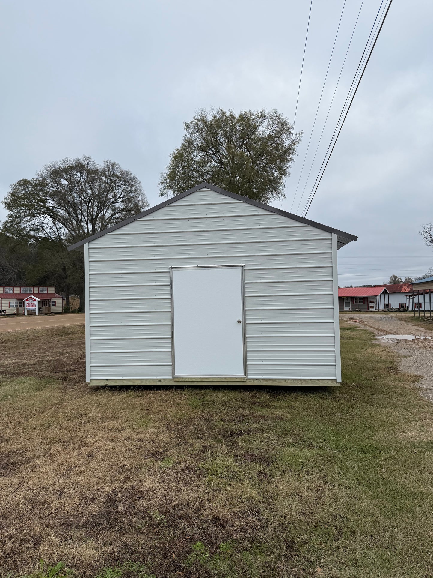 front view of 12x14 A-frame portable building 