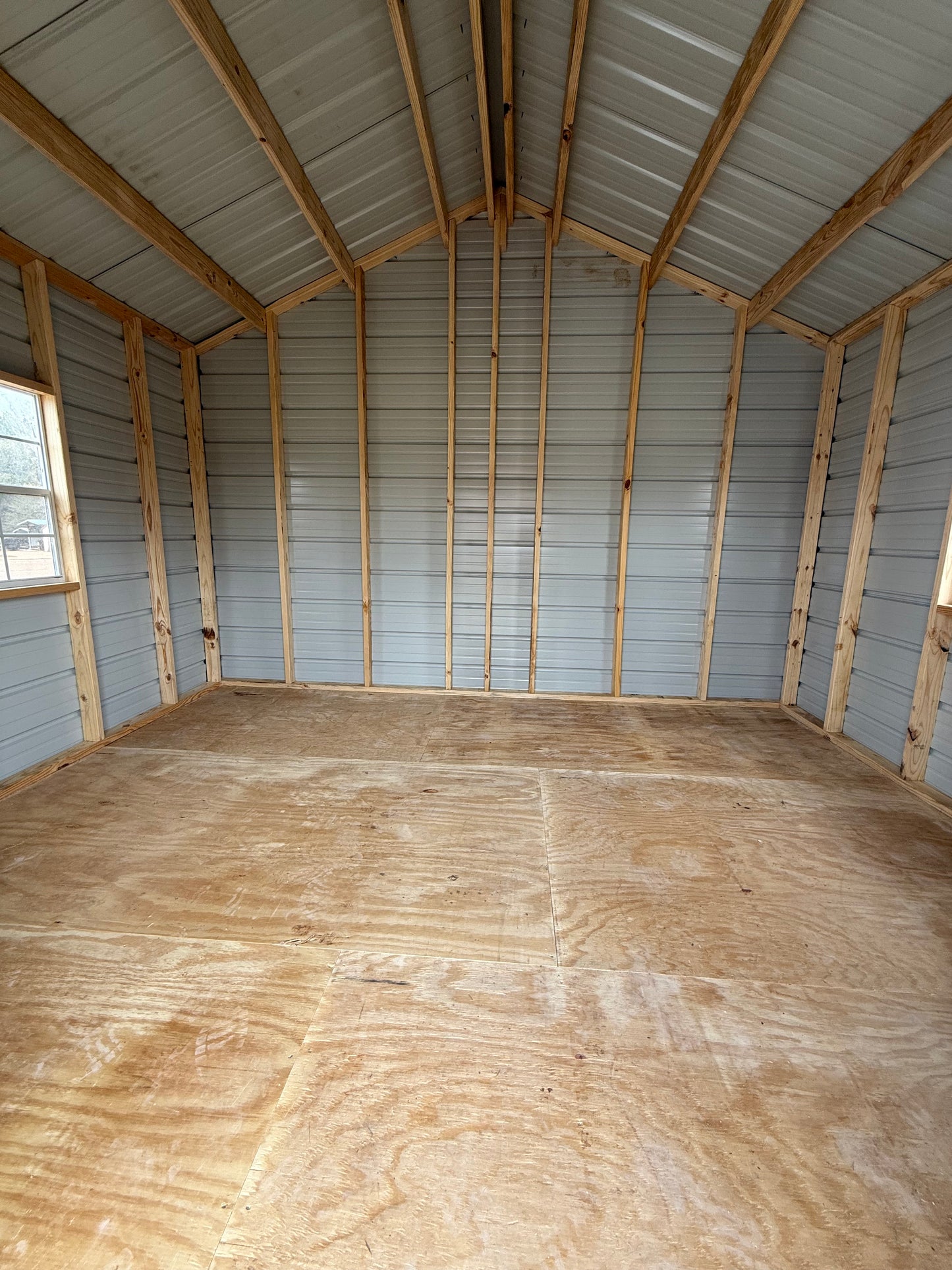 inside view of 12x14 A-frame portable building