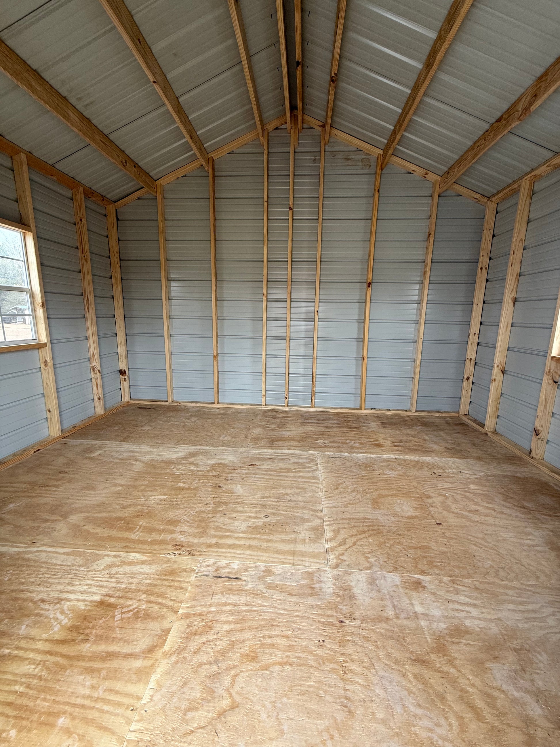 inside view of 12x14 A-frame portable building