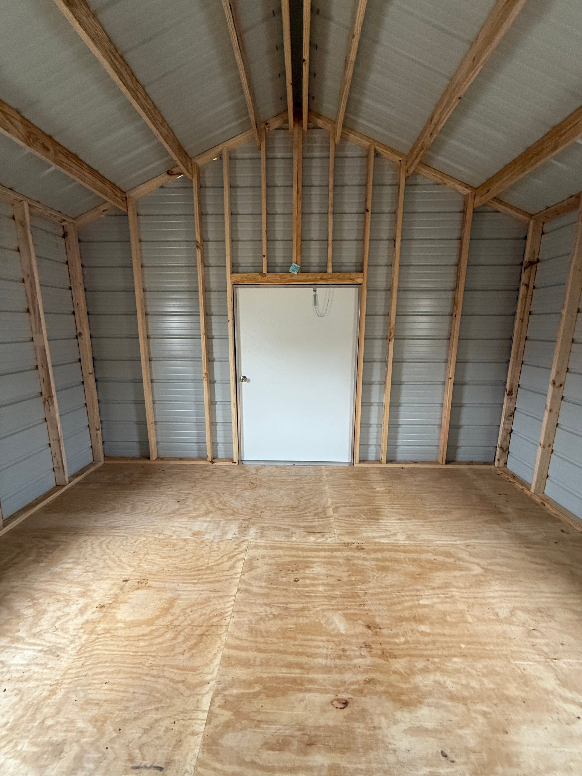 inside view of 12x14 A-frame portable building 