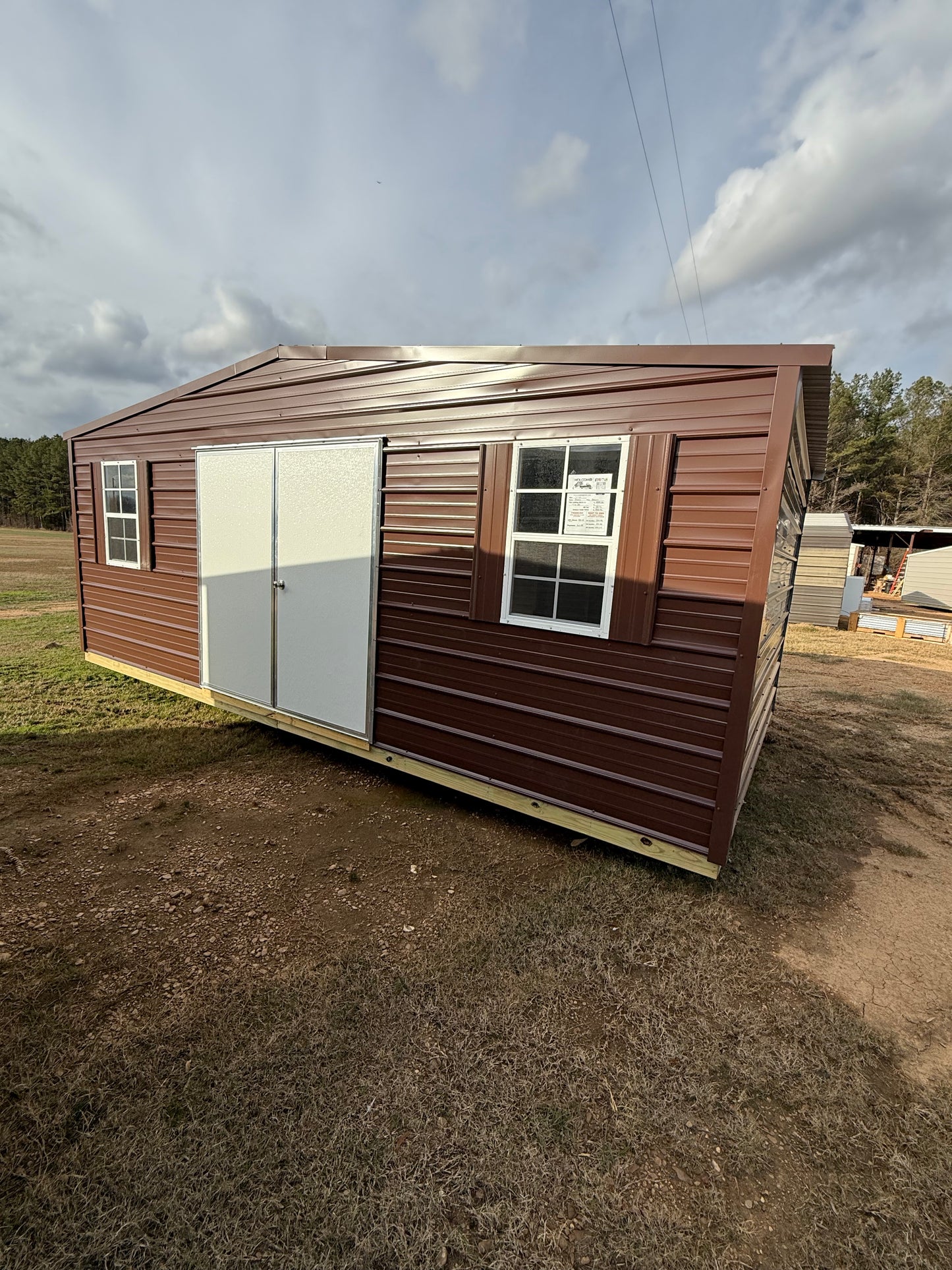 10x20 Brown/Brown regular roof portable building with double door 