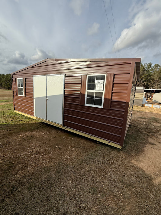 10x20 Brown/Brown regular roof portable building with double door 