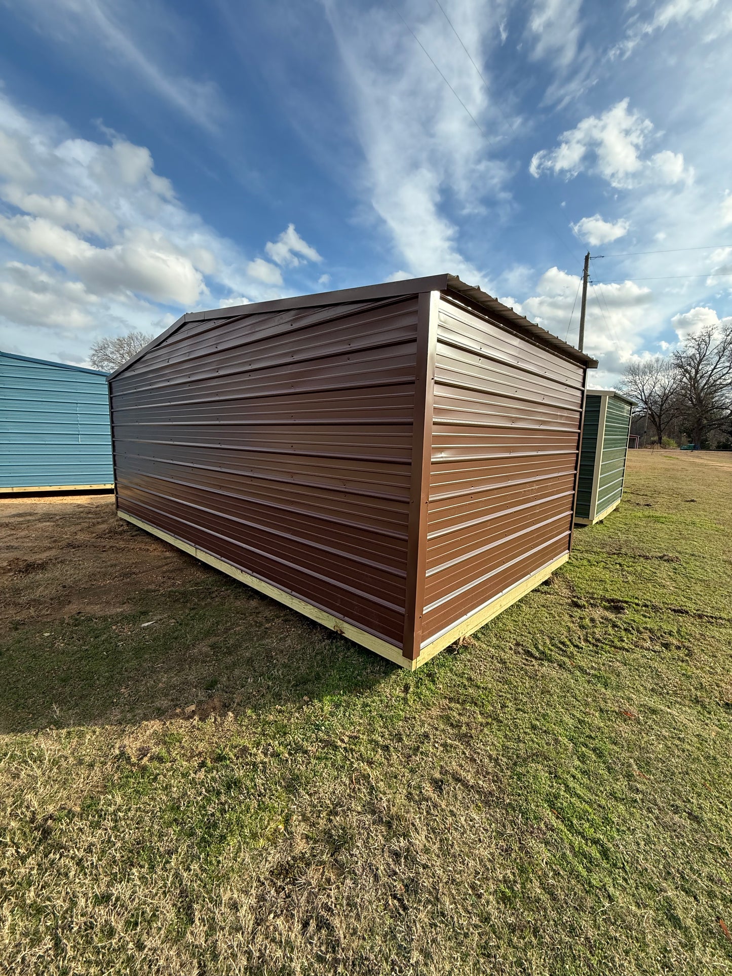 side/back view of 10x20 regular roof portable building 